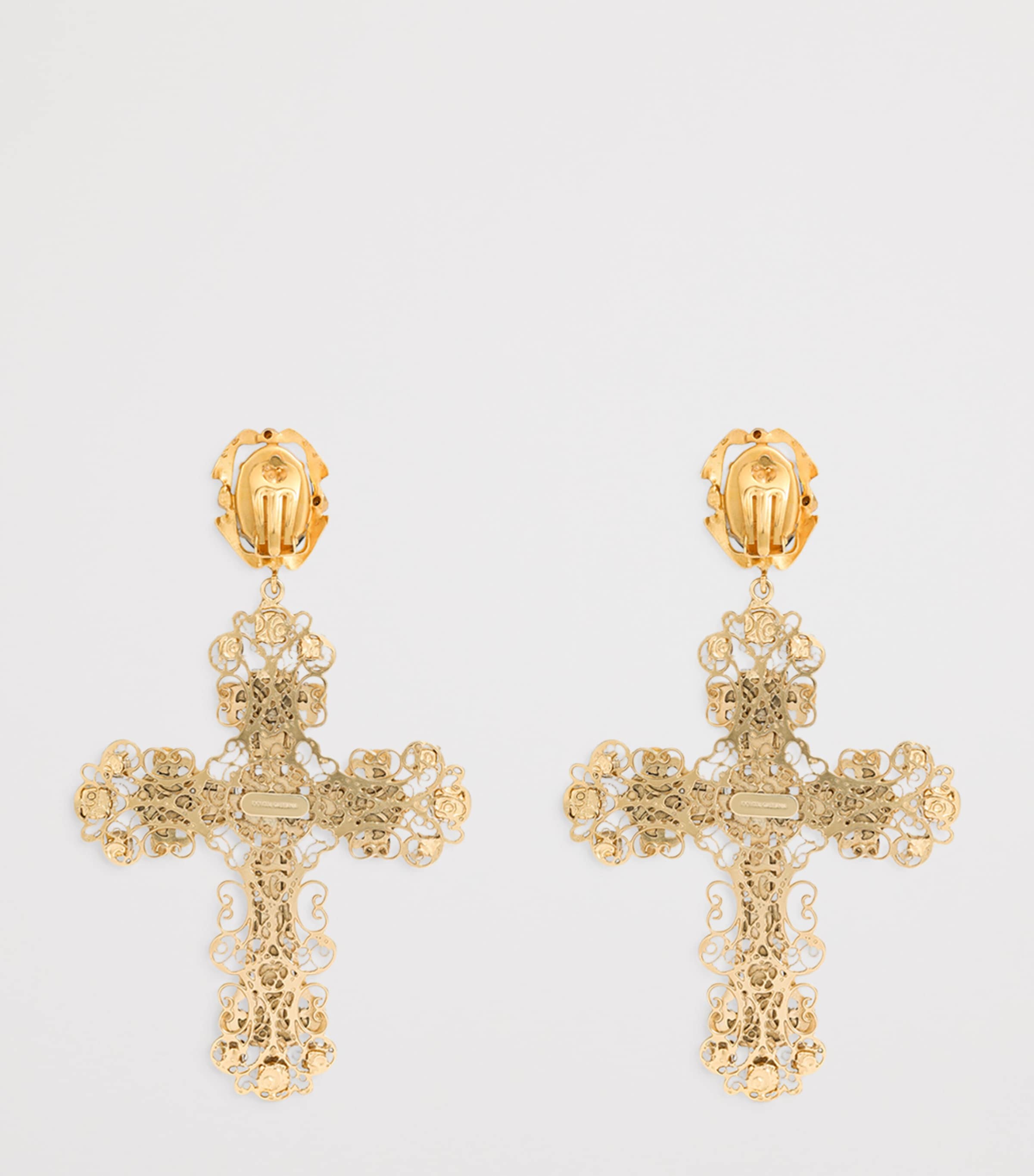 Dolce&Gabbana Cross Clip-On Earrings Nero/oro Image 3