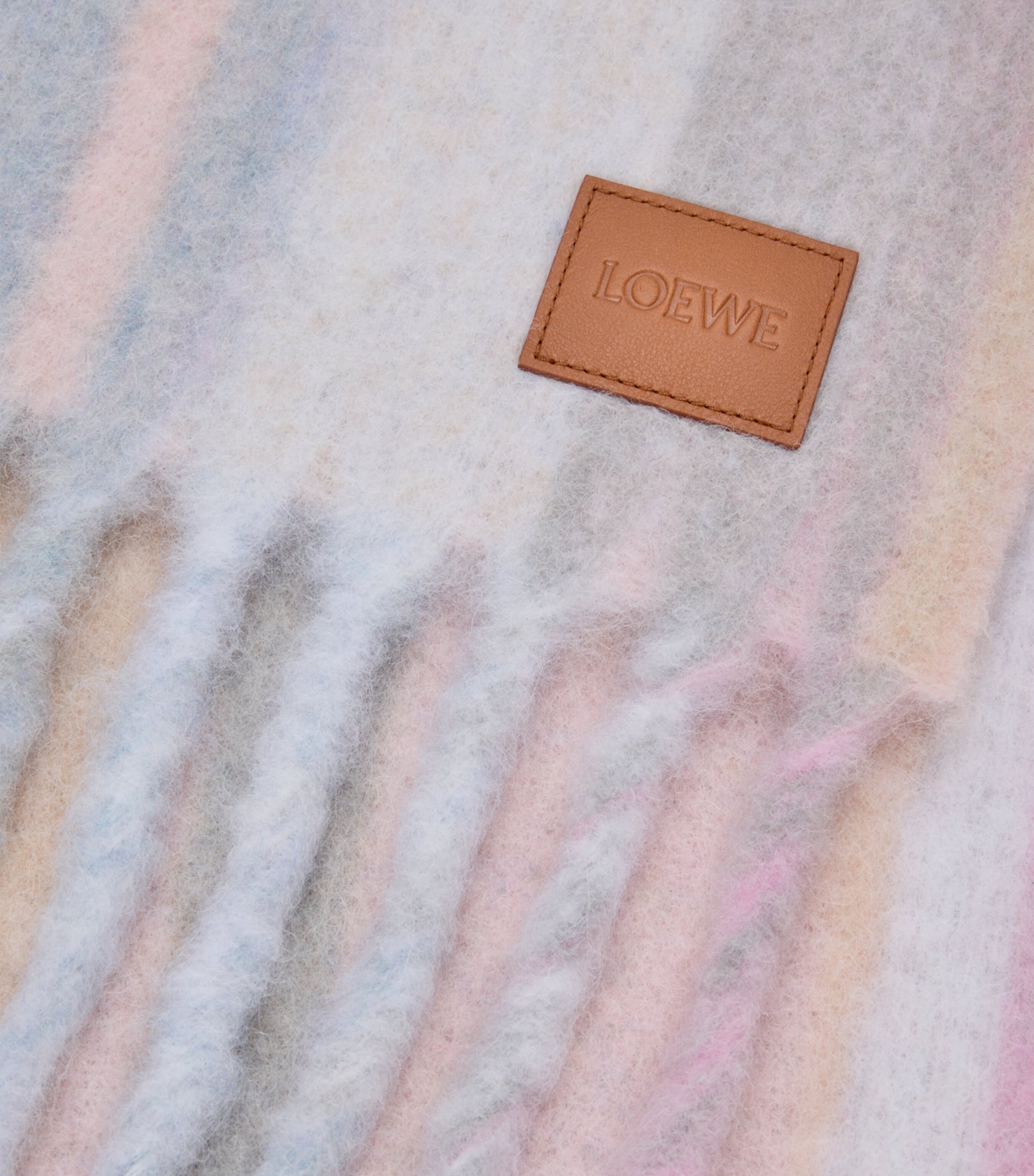 Alpaca-Wool-Blend Jacquard Stripe Scarf LIGHT BLUE Image 3