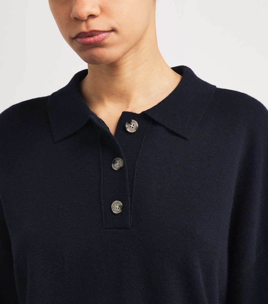 Allude Womens Cashmere Polo Sweater Navy Image 6