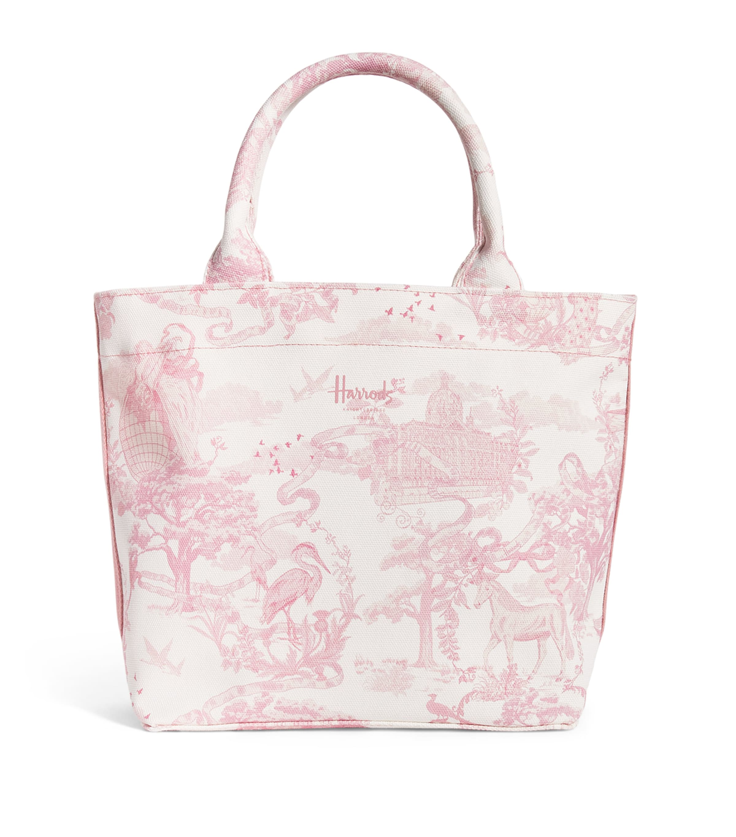 Harrods Small Toile Print Tote Bag Pink Image 1