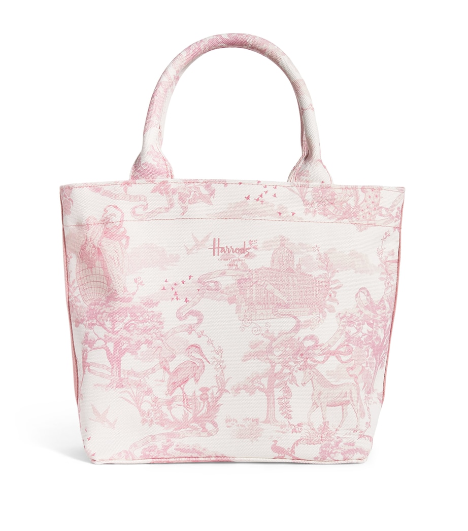 Small Toile Print Tote Bag PINK Image 1