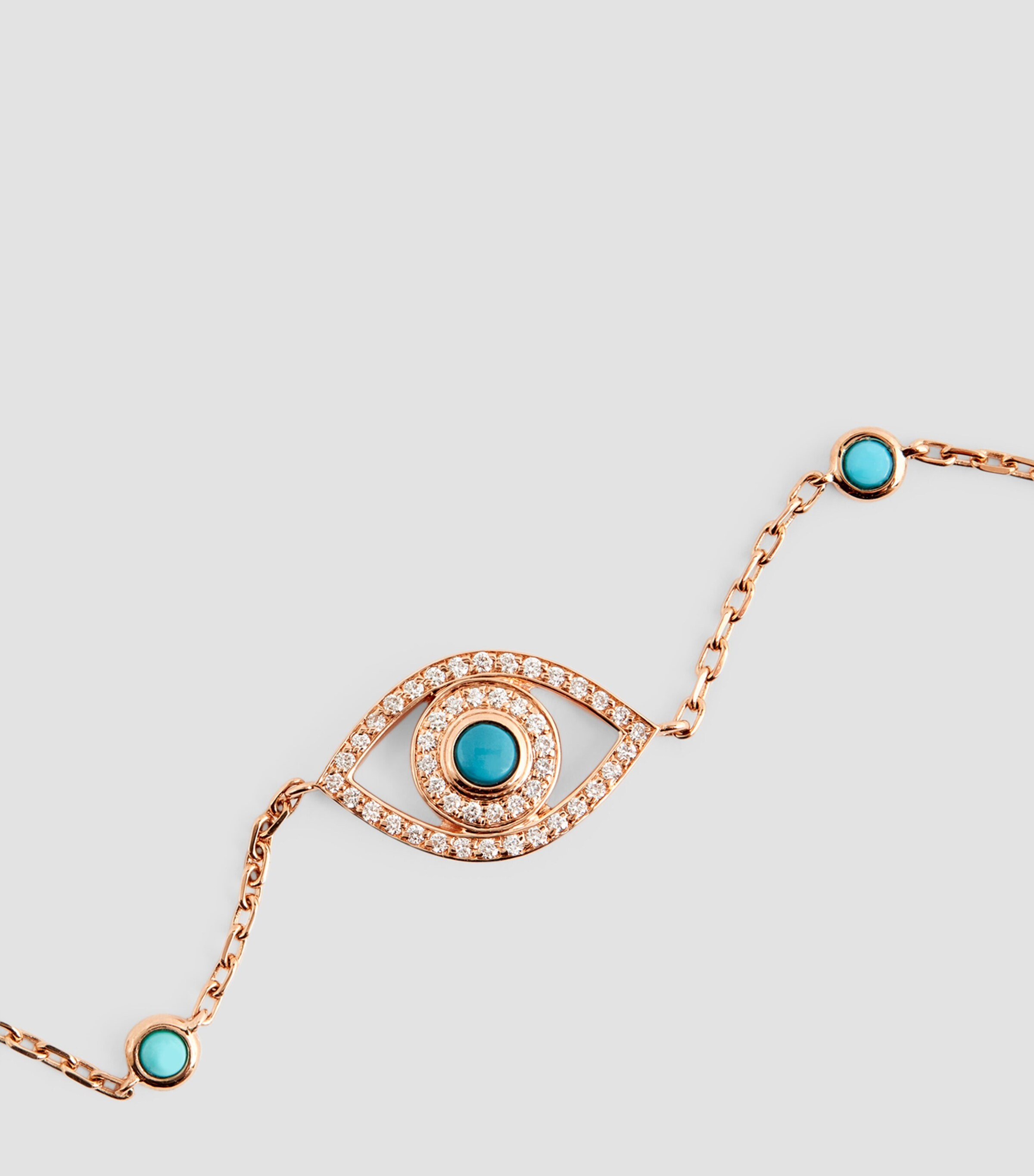Netali Nissim Rose Gold, Diamond and Turquoise Protected Eye Bracelet Rose Gold Image 2