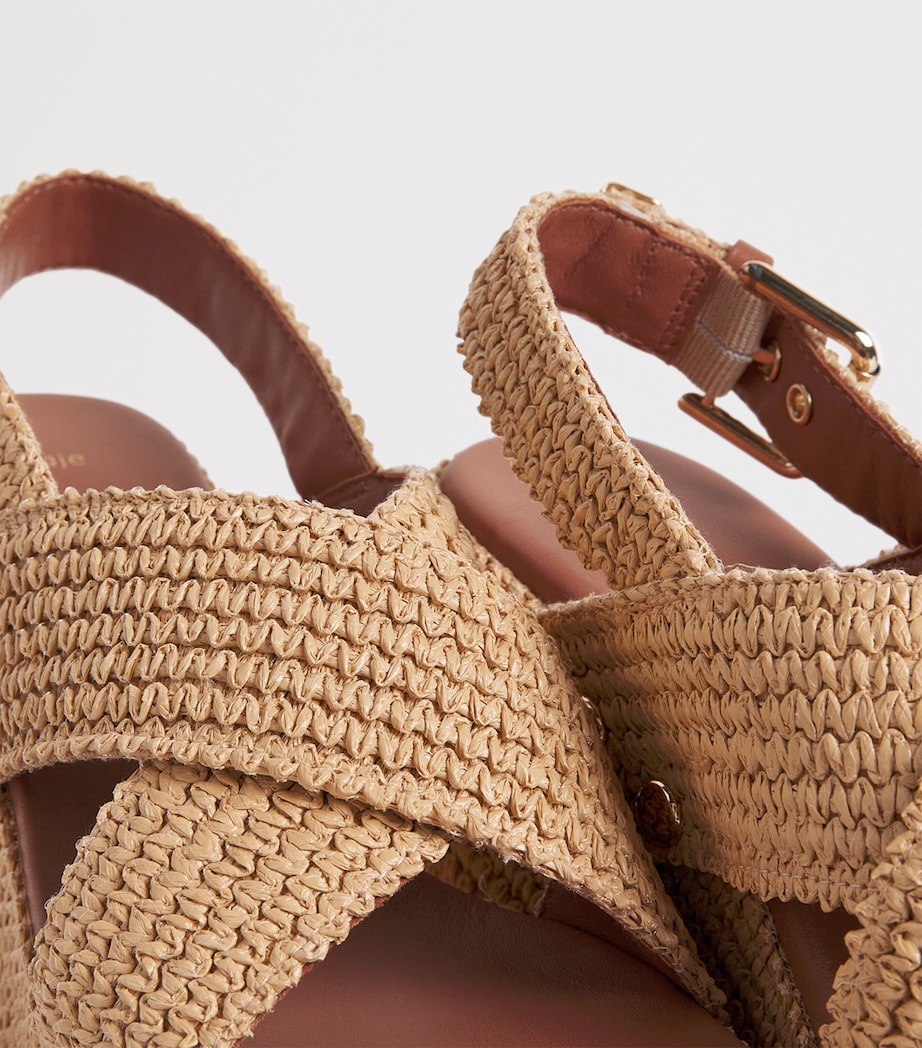 Maje Raffia-Effect Wedge Sandals 110 Beige Light Image 7