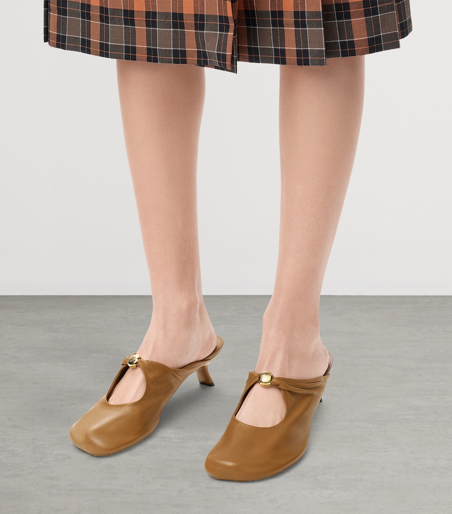 Lambskin Pebble Soft Heeled Mules 45 OAK Image 2