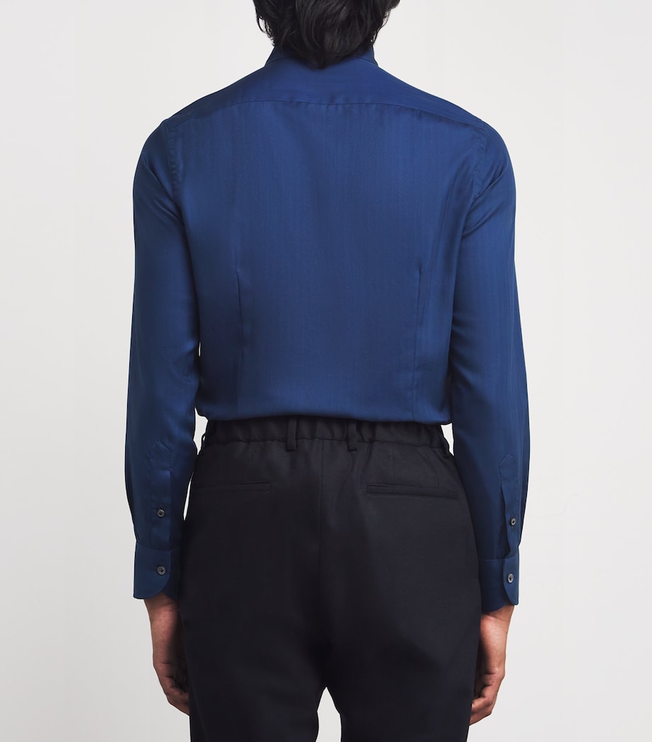 Cotton Herringbone Shirt NAVY Image 4