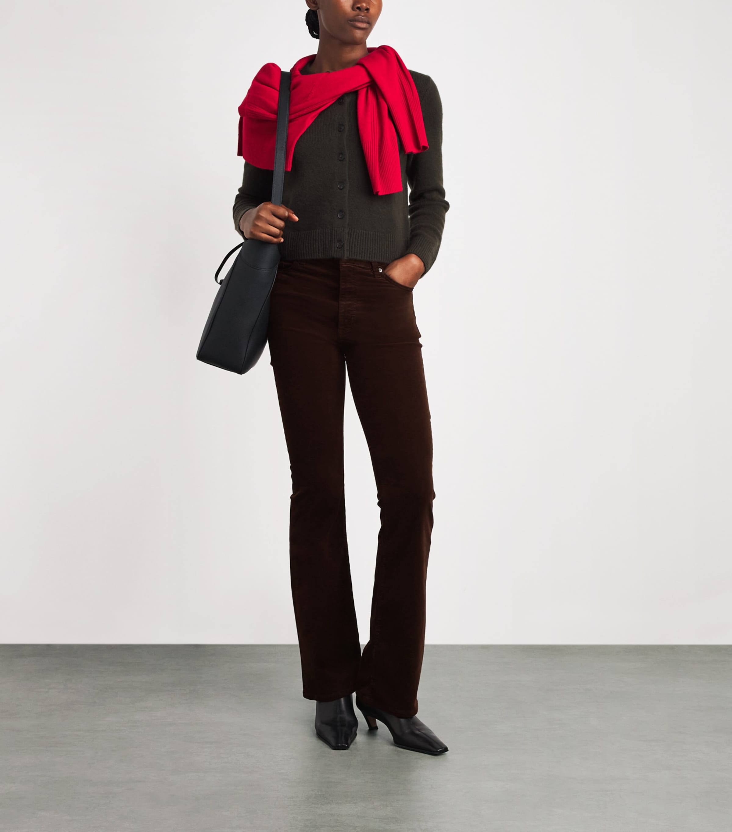 FRAME Womens The Corduroy Slim Reboot Trousers Espresso Image 2