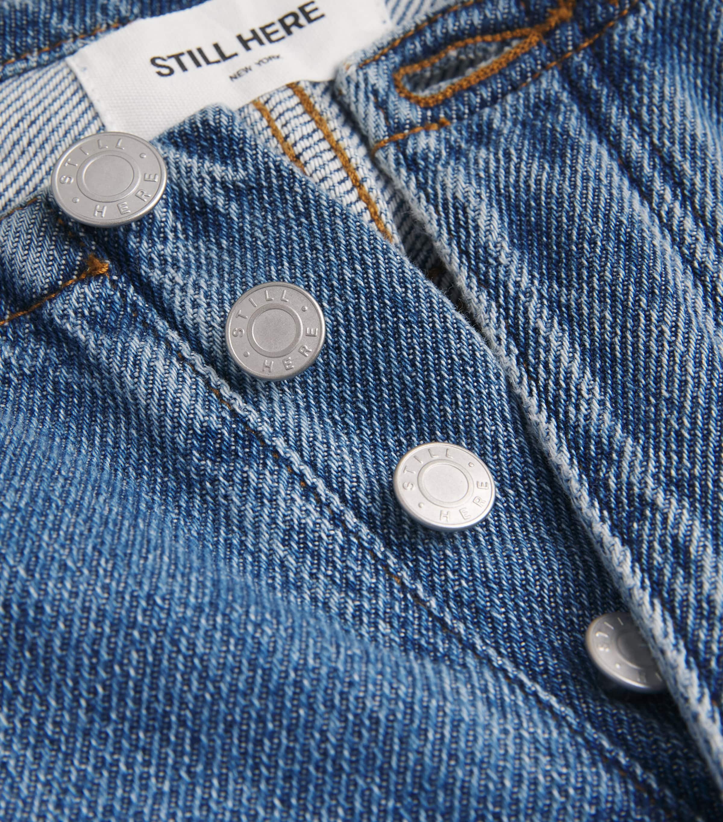STILL HERE Womens Drawstring Cool Wide-Leg Jeans Classic Blue Image 6