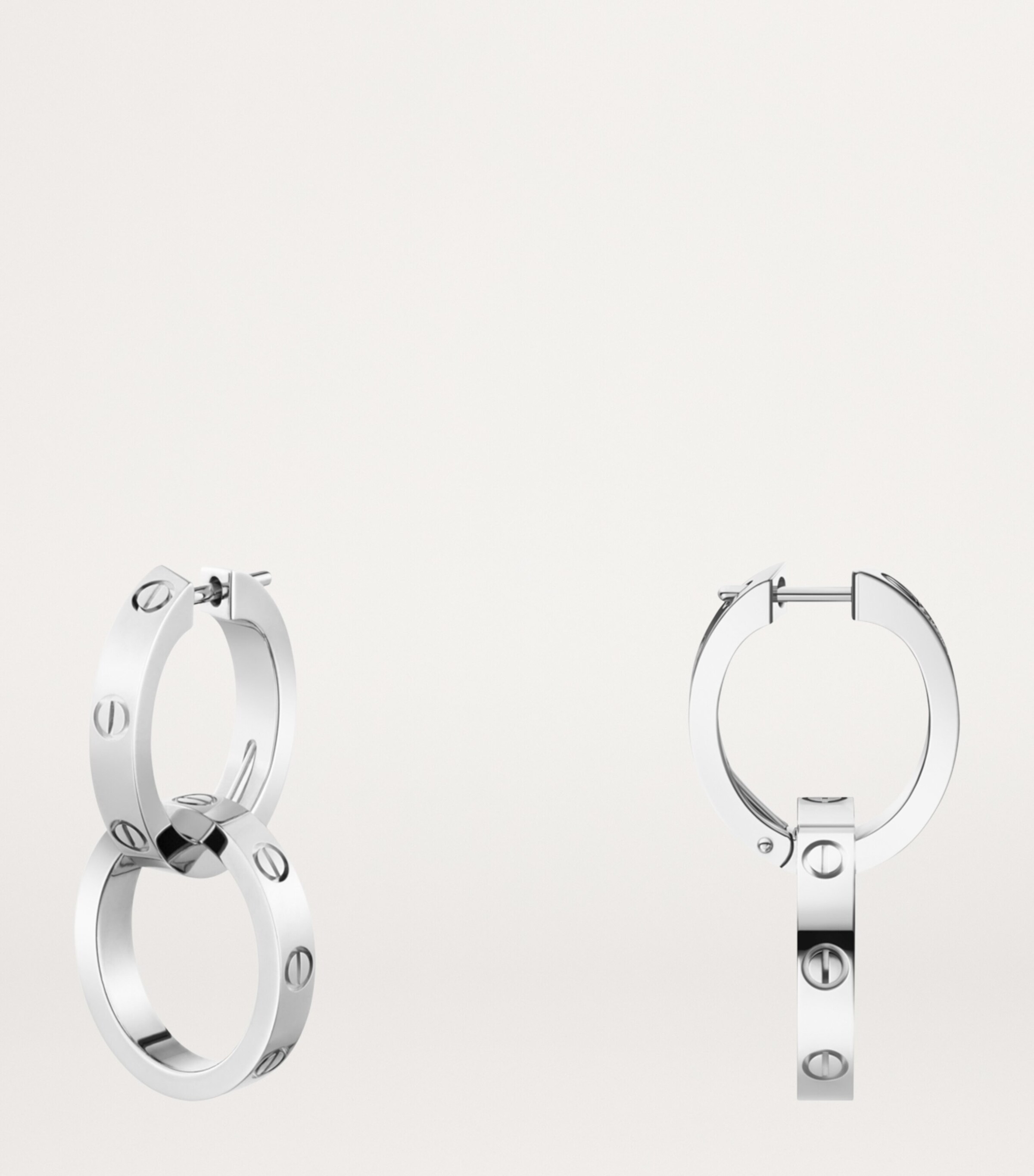 White Gold LOVE Double Hoop Earrings WHITE GOLD Image 4