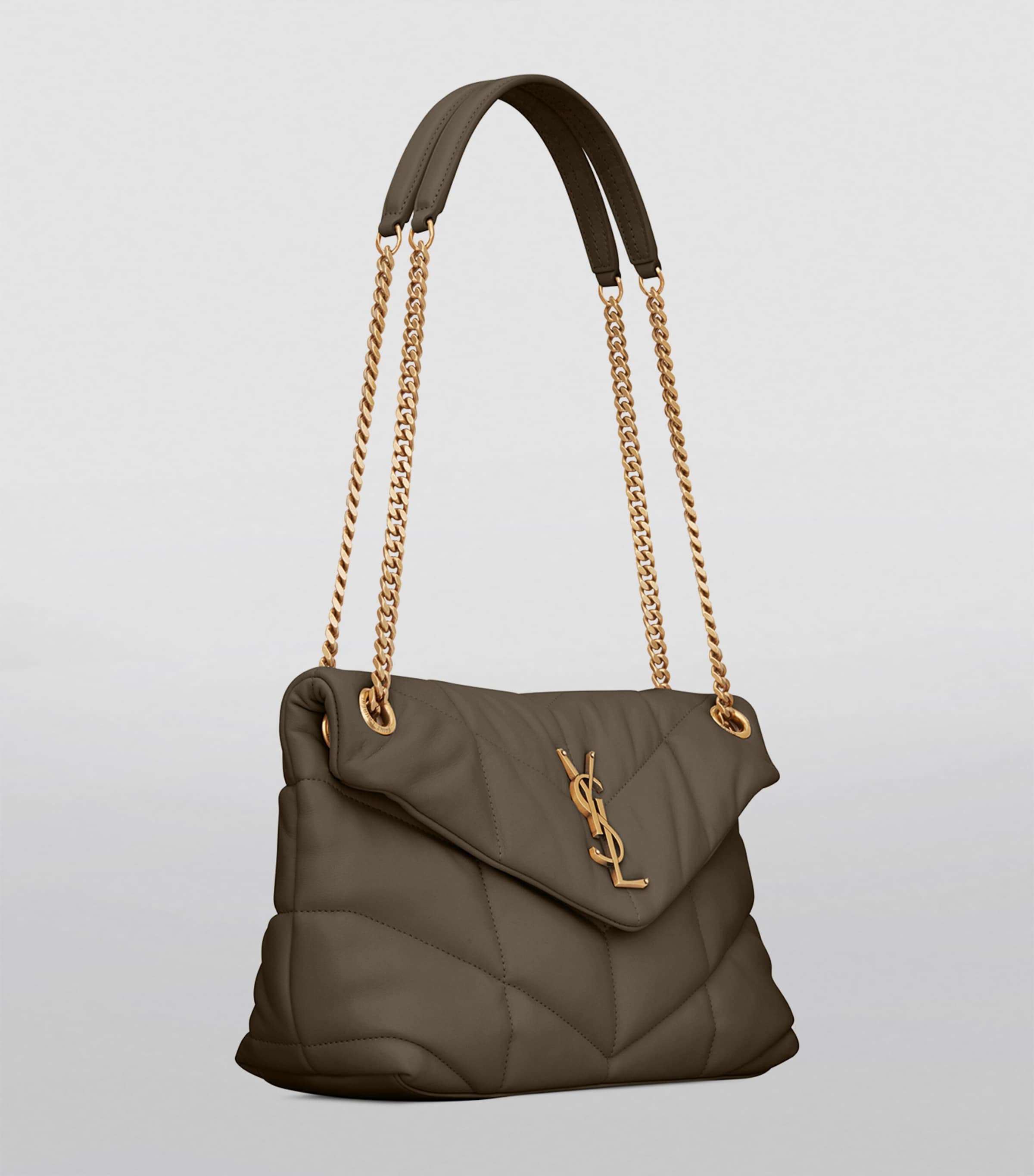 Saint Laurent Green Small Loulou Puffer Shoulder Bag | Harrods UK