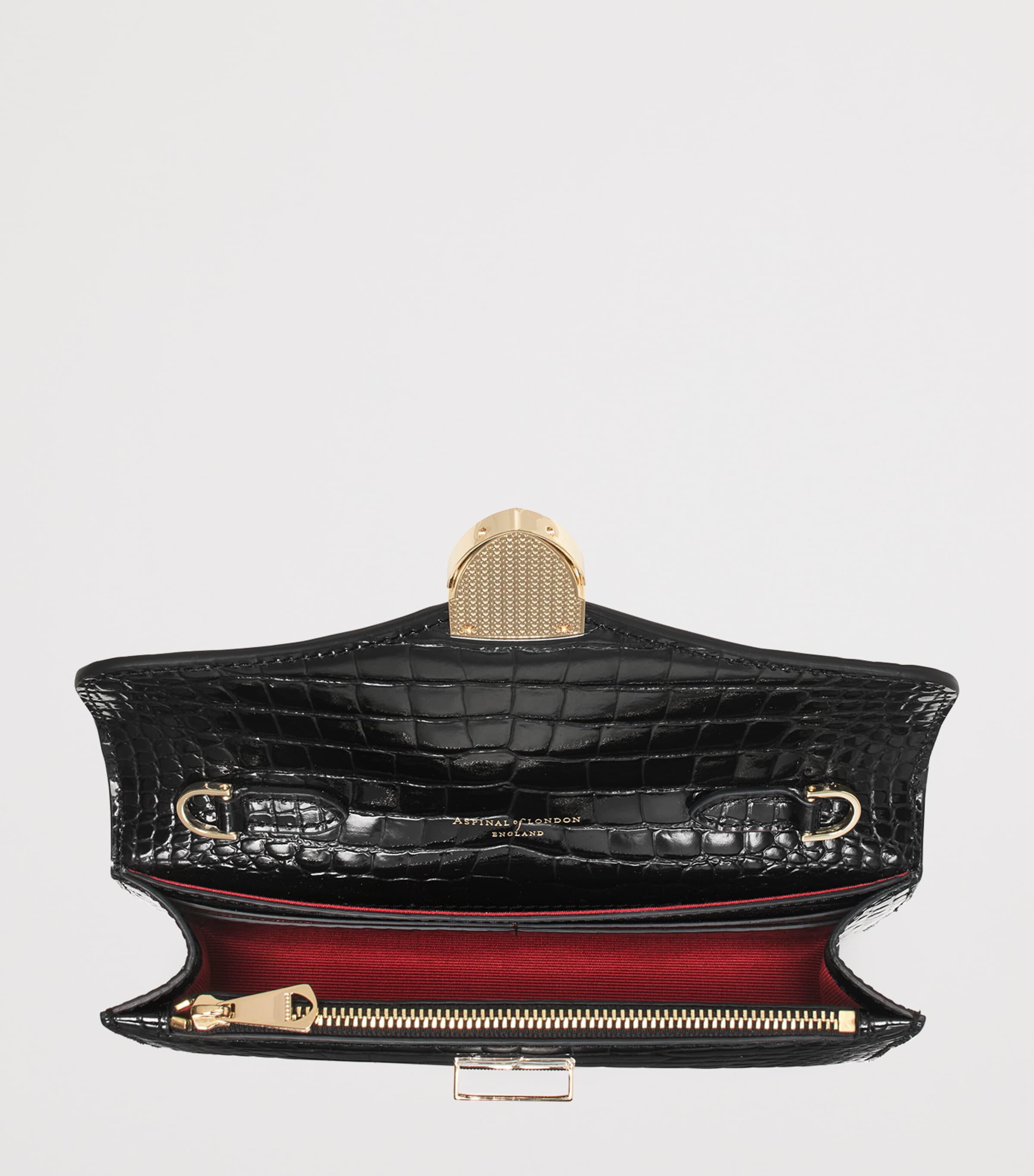 Croc-Embossed Leather Mayfair 2 Clutch Bag BLACK Image 6