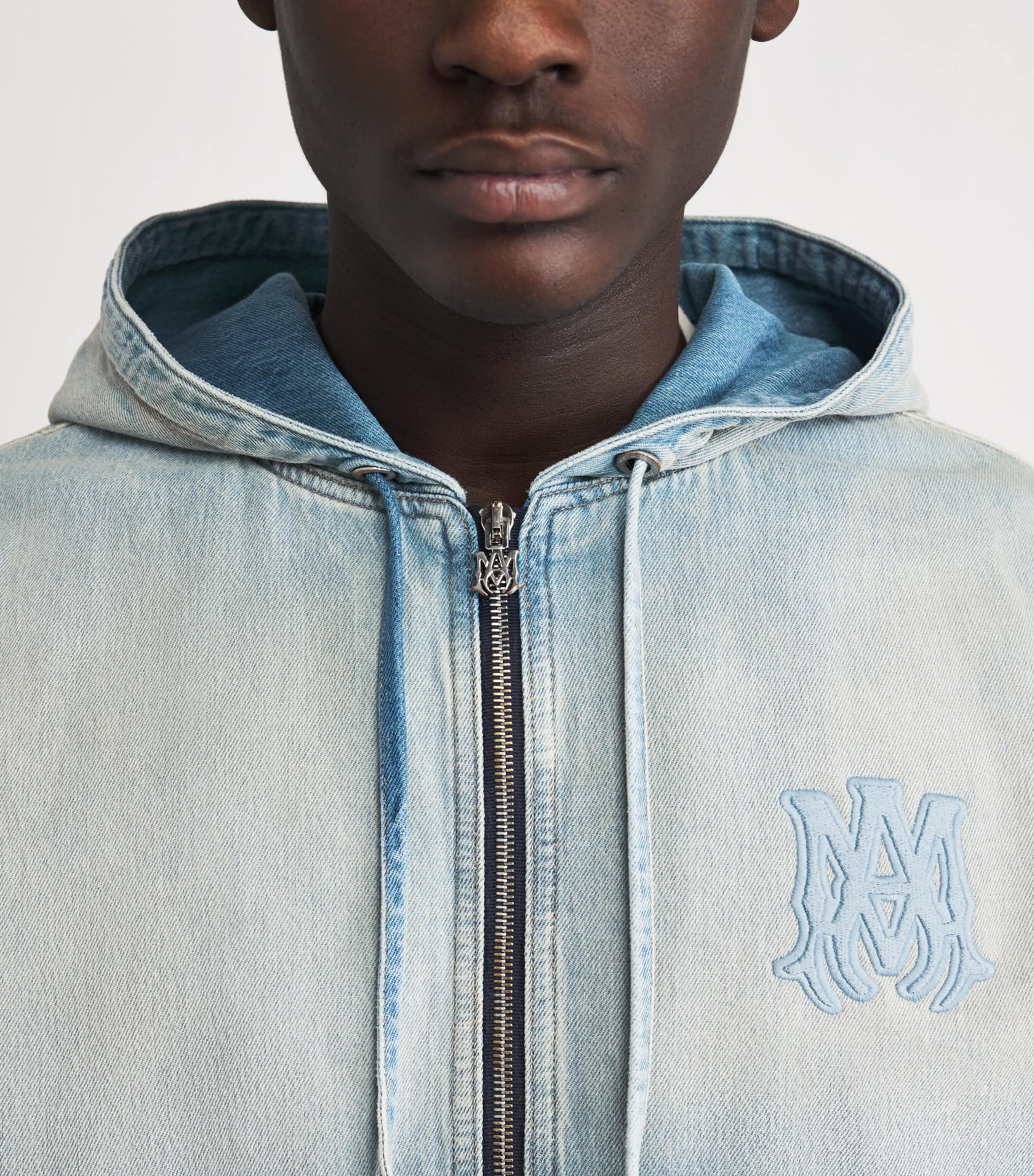 AMIRI Mens Denim MA Oversized Hoodie Perfct Antiqe Indigo Image 3
