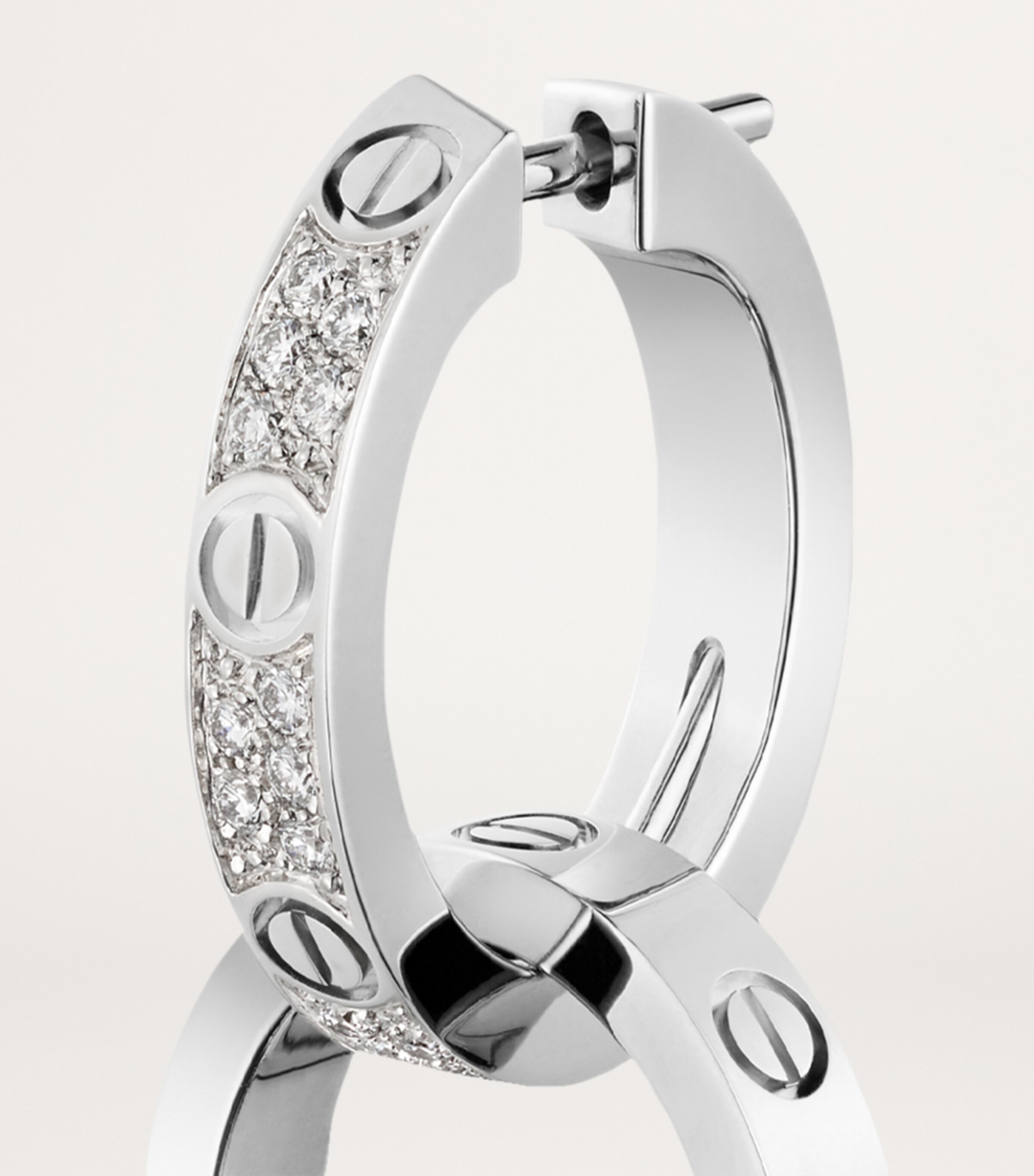 Cartier White Gold and Diamond LOVE Double Hoop Earrings White Gold Image 8