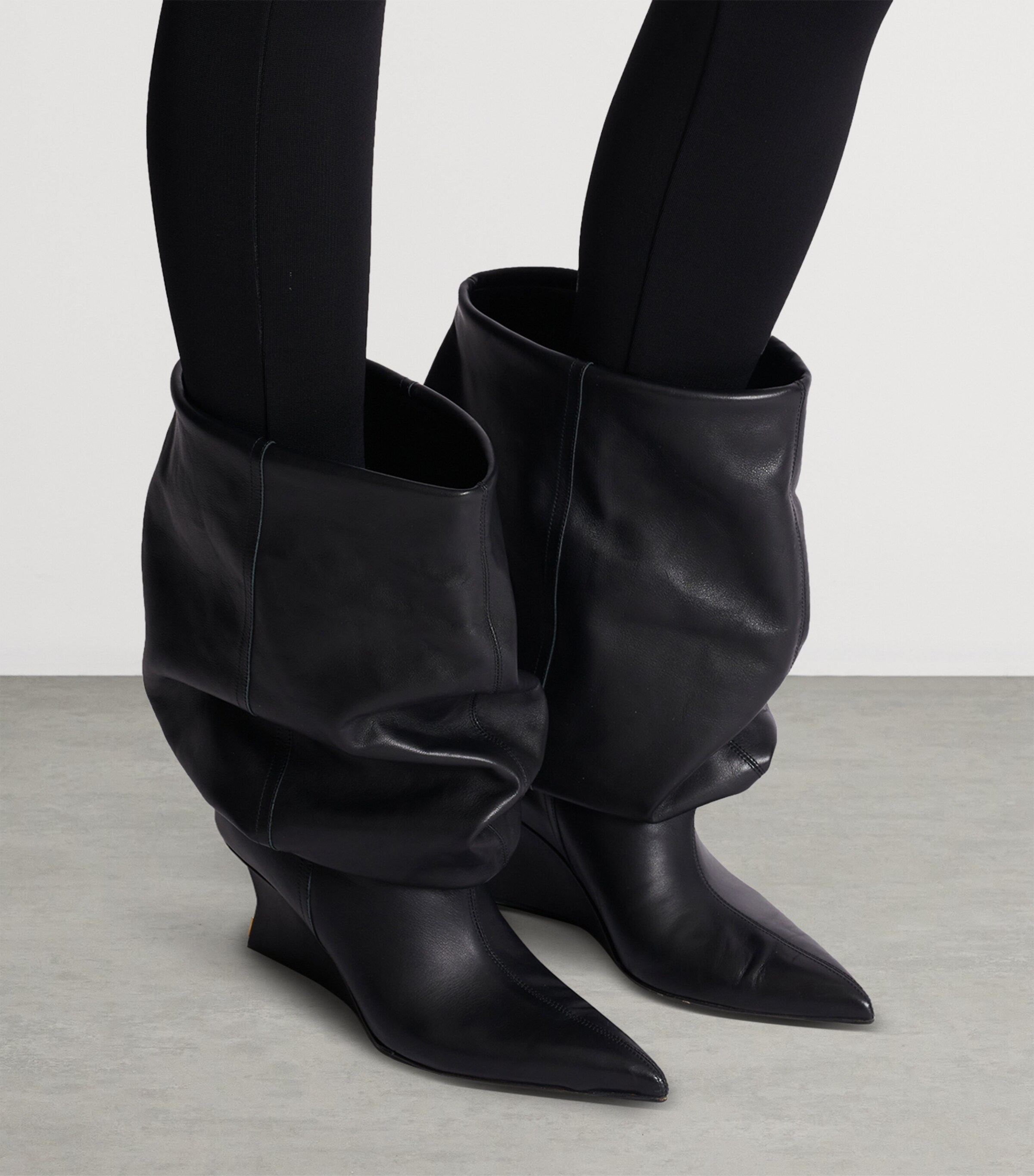 Leather Wedge Ankle Boots 60 0PA NOIR Image 2