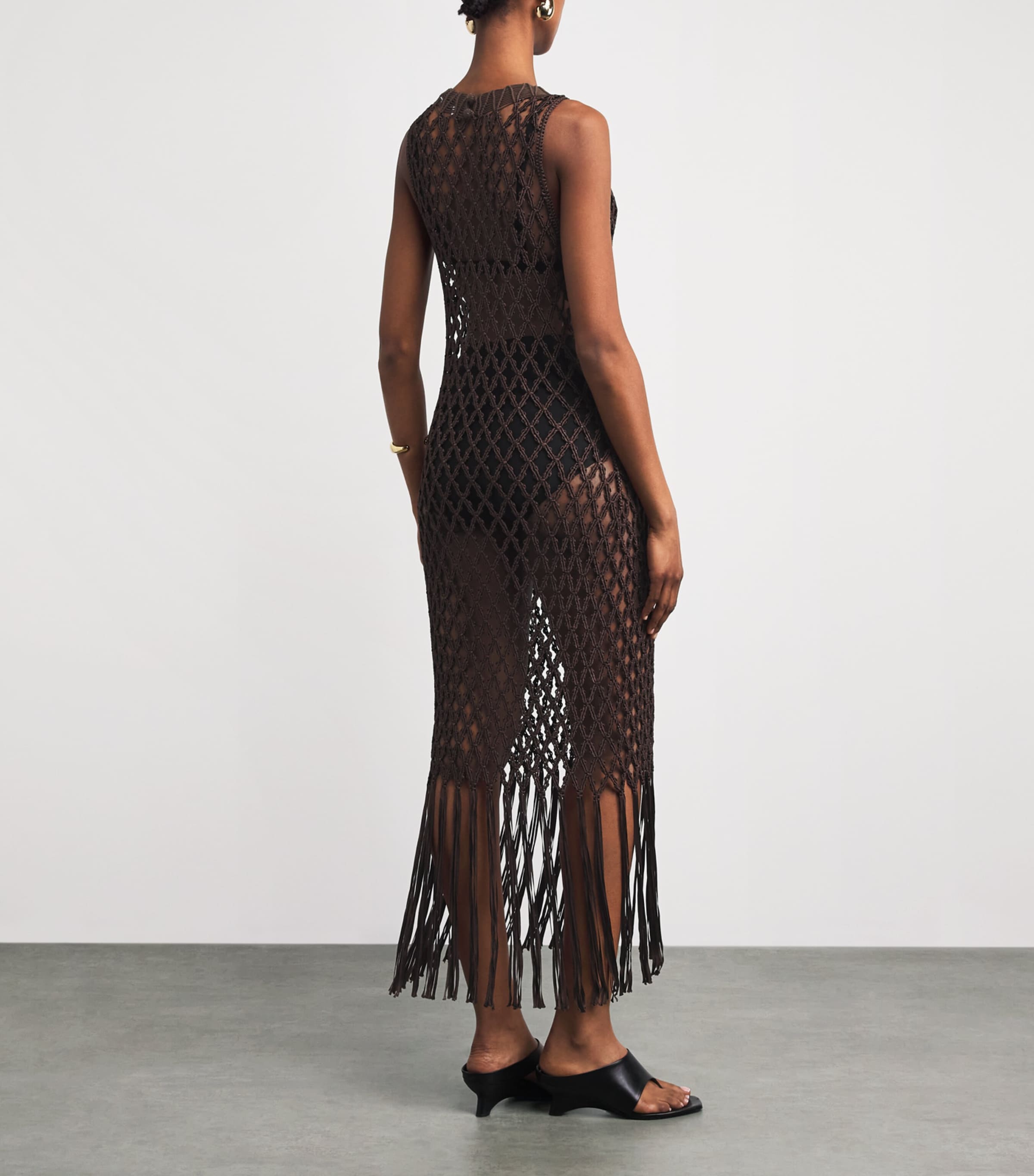 Simkhai Womens Macrame Jensen Midi Dress Chocolate Image 4