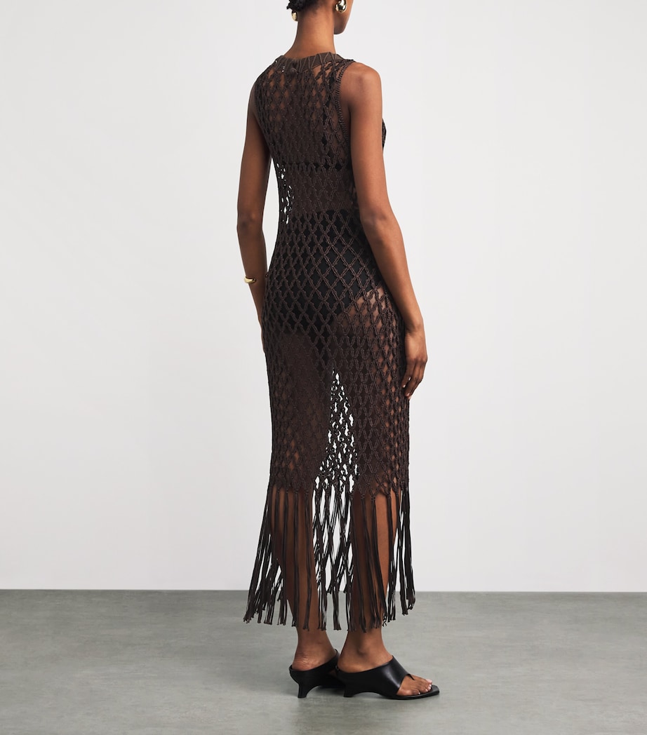 Simkhai Womens Macrame Jensen Midi Dress Chocolate Image 4