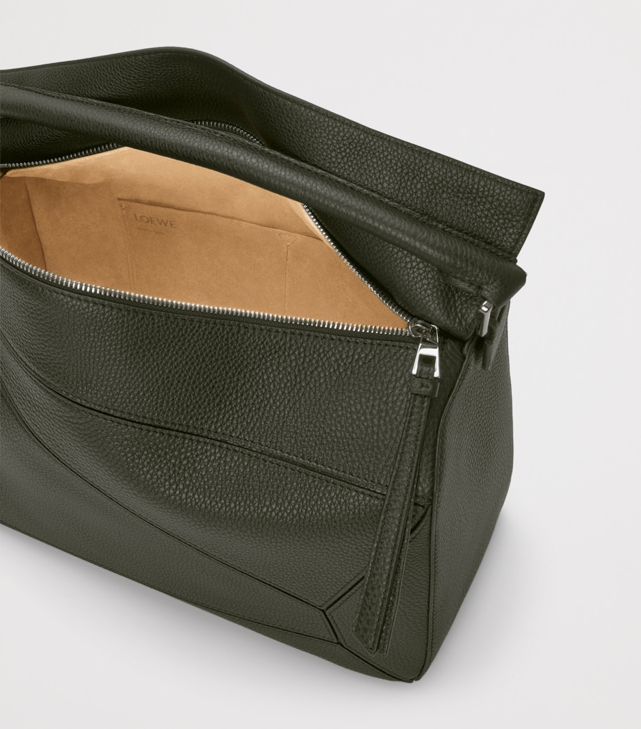Large Leather Puzzle Top-Handle Bag DARK KHAKI Image 9