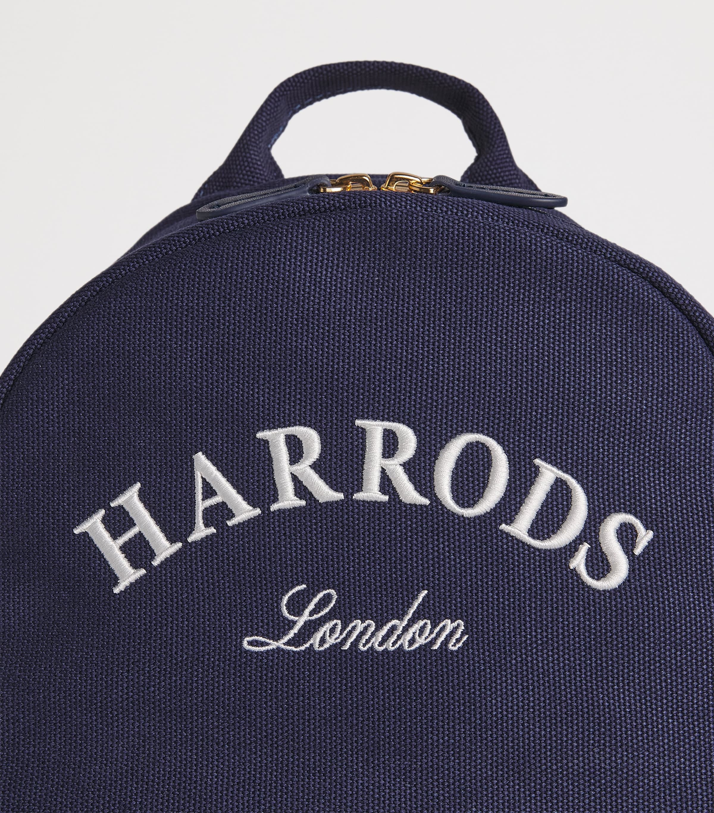 Harrods Cotton Embroidered Emblem Backpack Navy Image 4