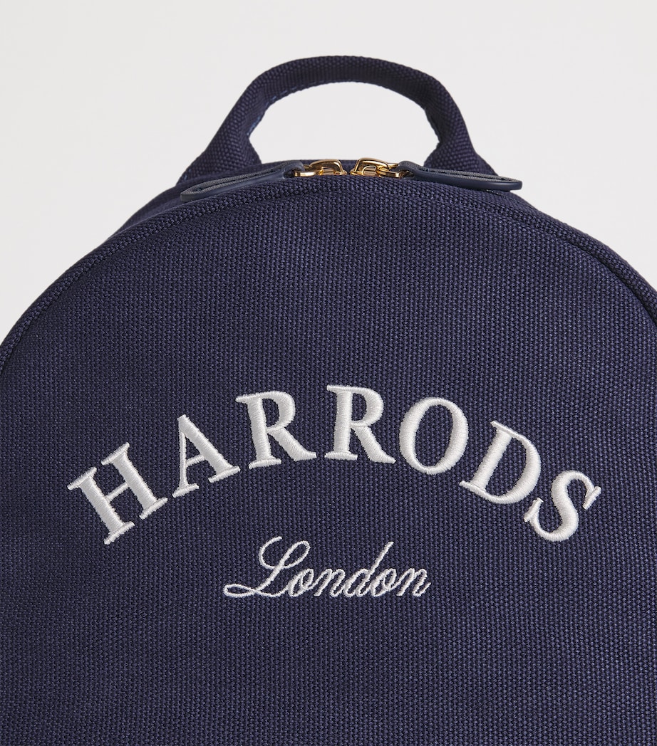 Harrods Cotton Embroidered Emblem Backpack Navy Image 4