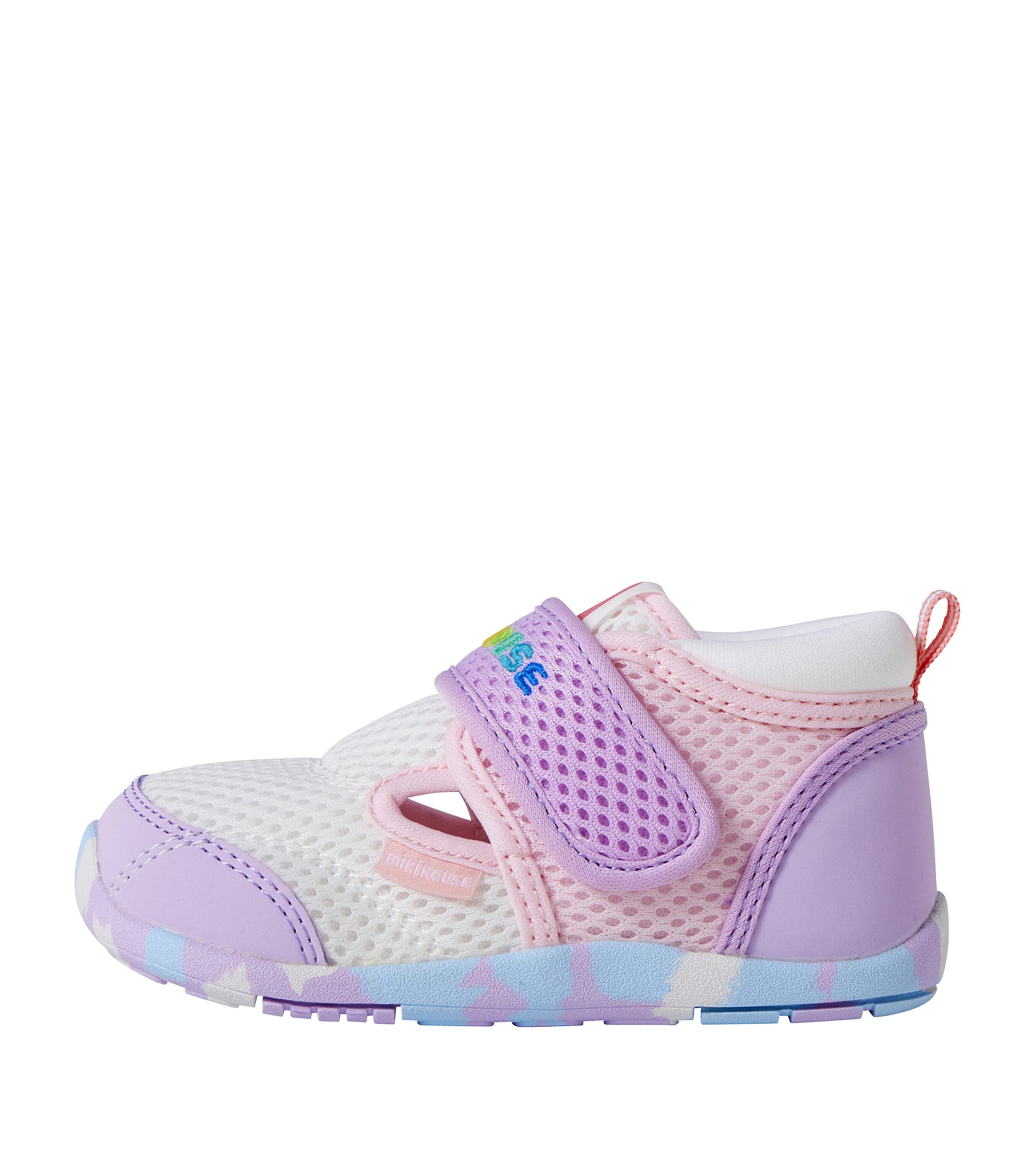 Miki House Mesh Double Russell Neon First Shoes In Purple