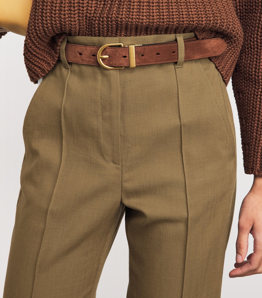 ME+EM Womens Slim Cropped Tailored Trousers Olive Green Image 3