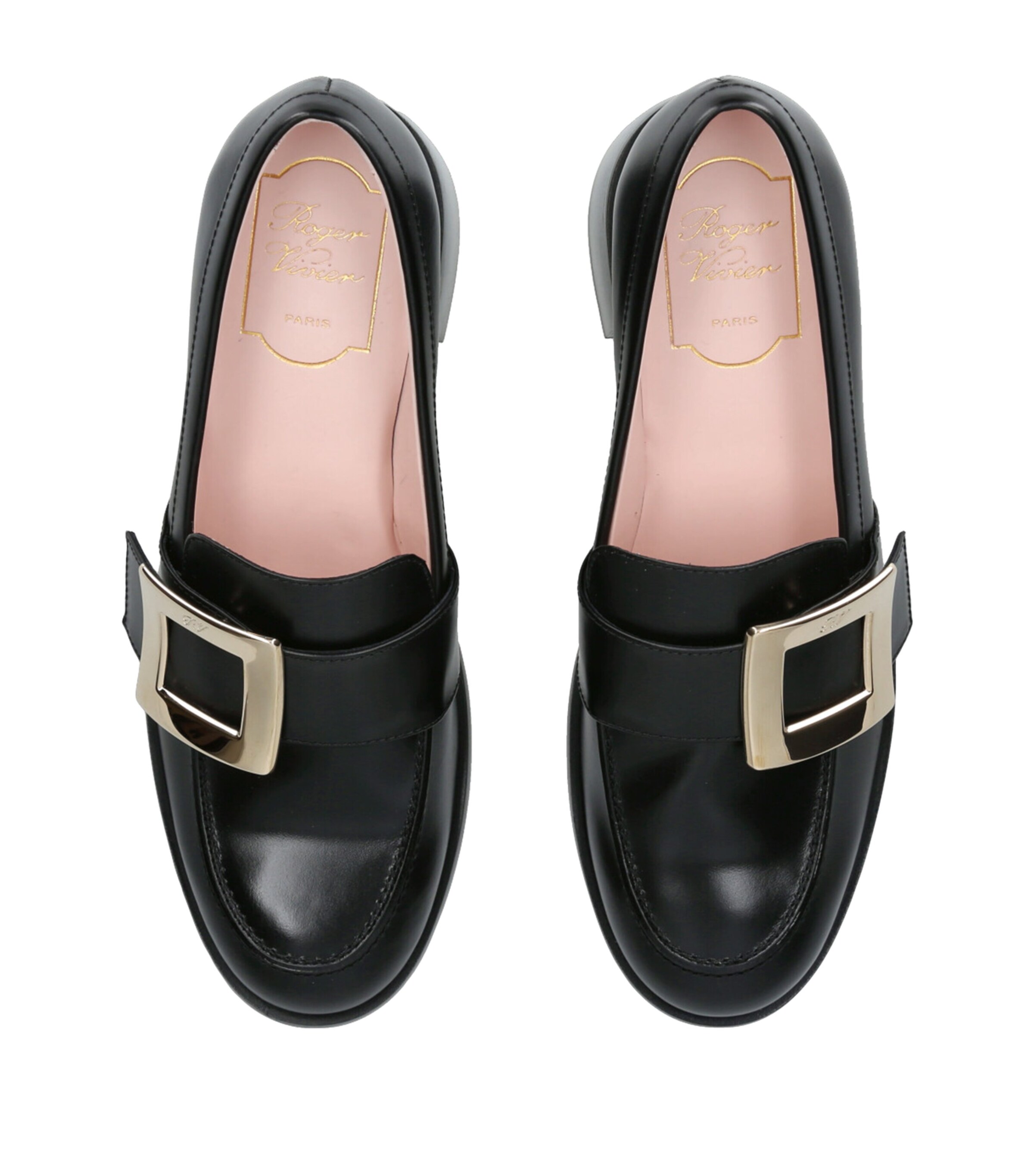 Roger Vivier Viv' Rangers Buckle Heeled Loafers 55 Black Image 4
