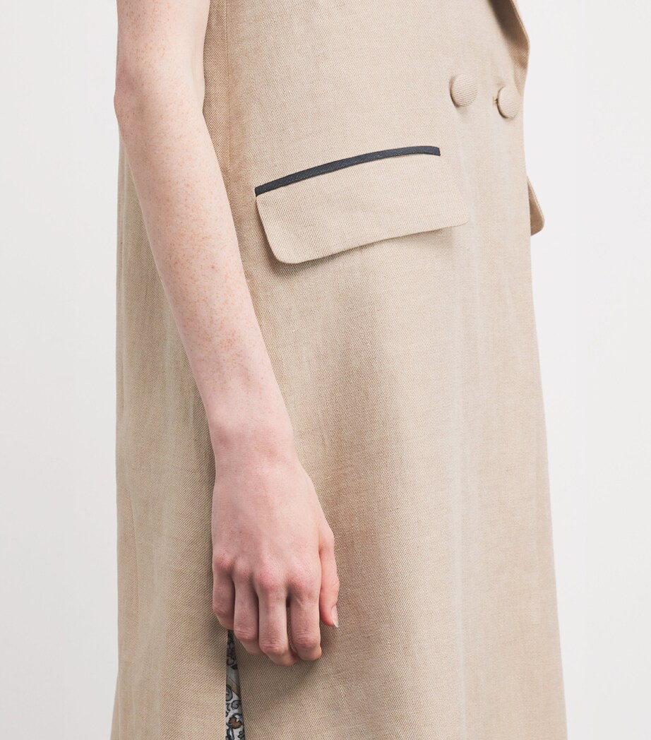 Eleventy Womens Linen Sleeveless Coat Cammello Image 6