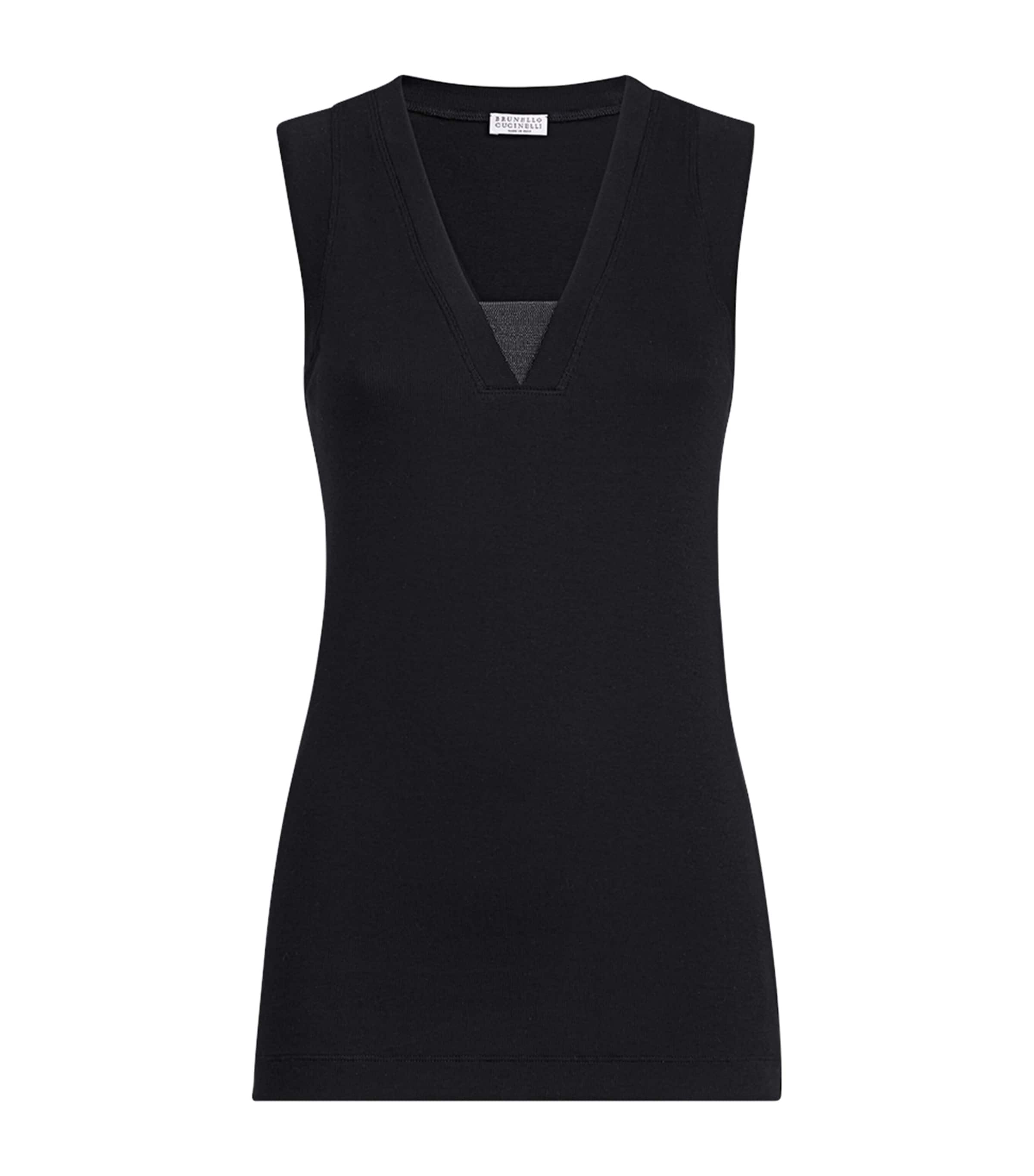 Brunello Cucinelli Womens Stretch-Cotton Monili Tank Top Image 1