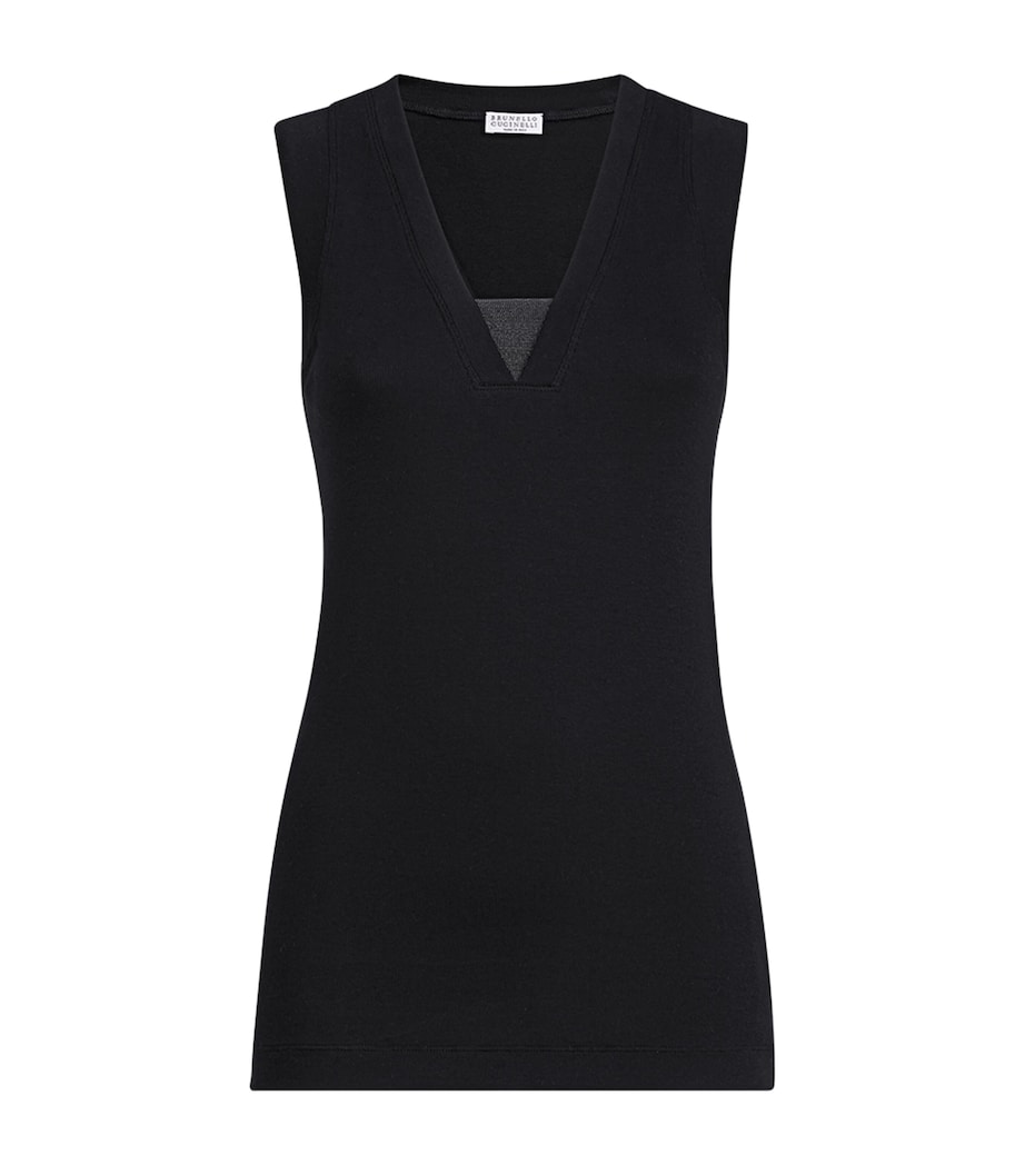 Brunello Cucinelli Womens Stretch-Cotton Monili Tank Top Image 1