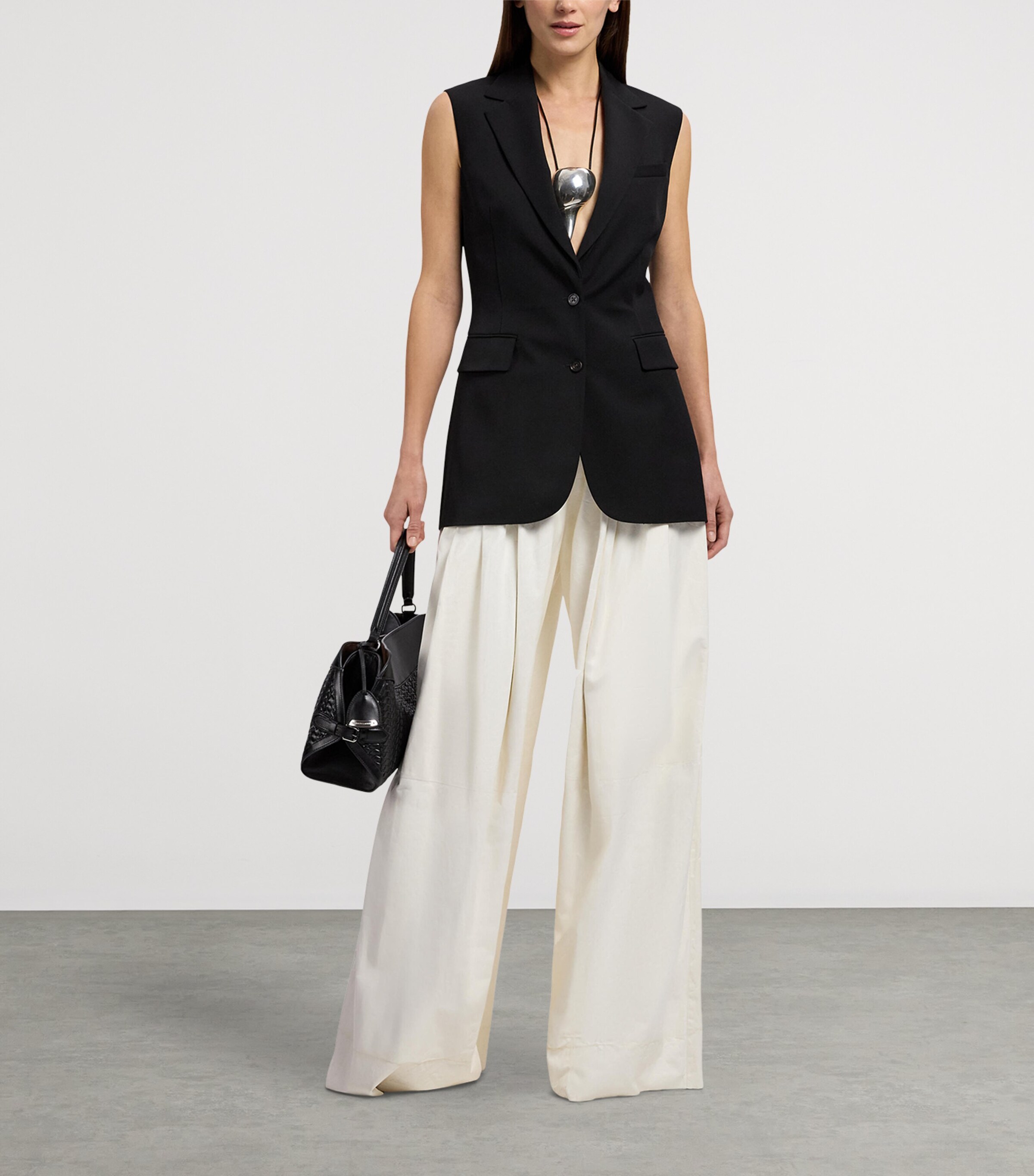 Ralph Lauren Collection Leather Braided The Ralph Shoulder Bag Black Image 7