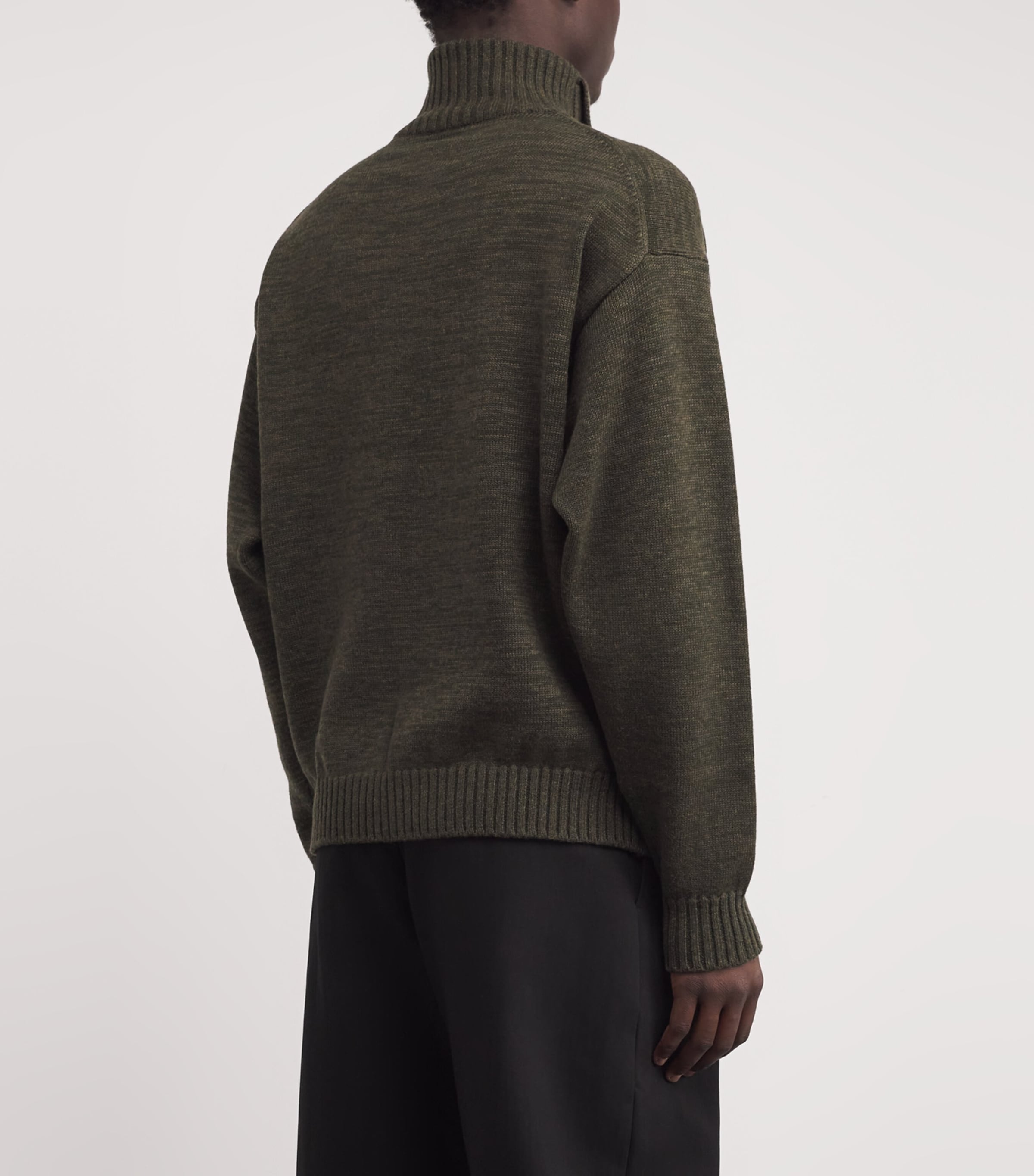 Wool Nickle Half-Zip Sweater KHAKI Image 4