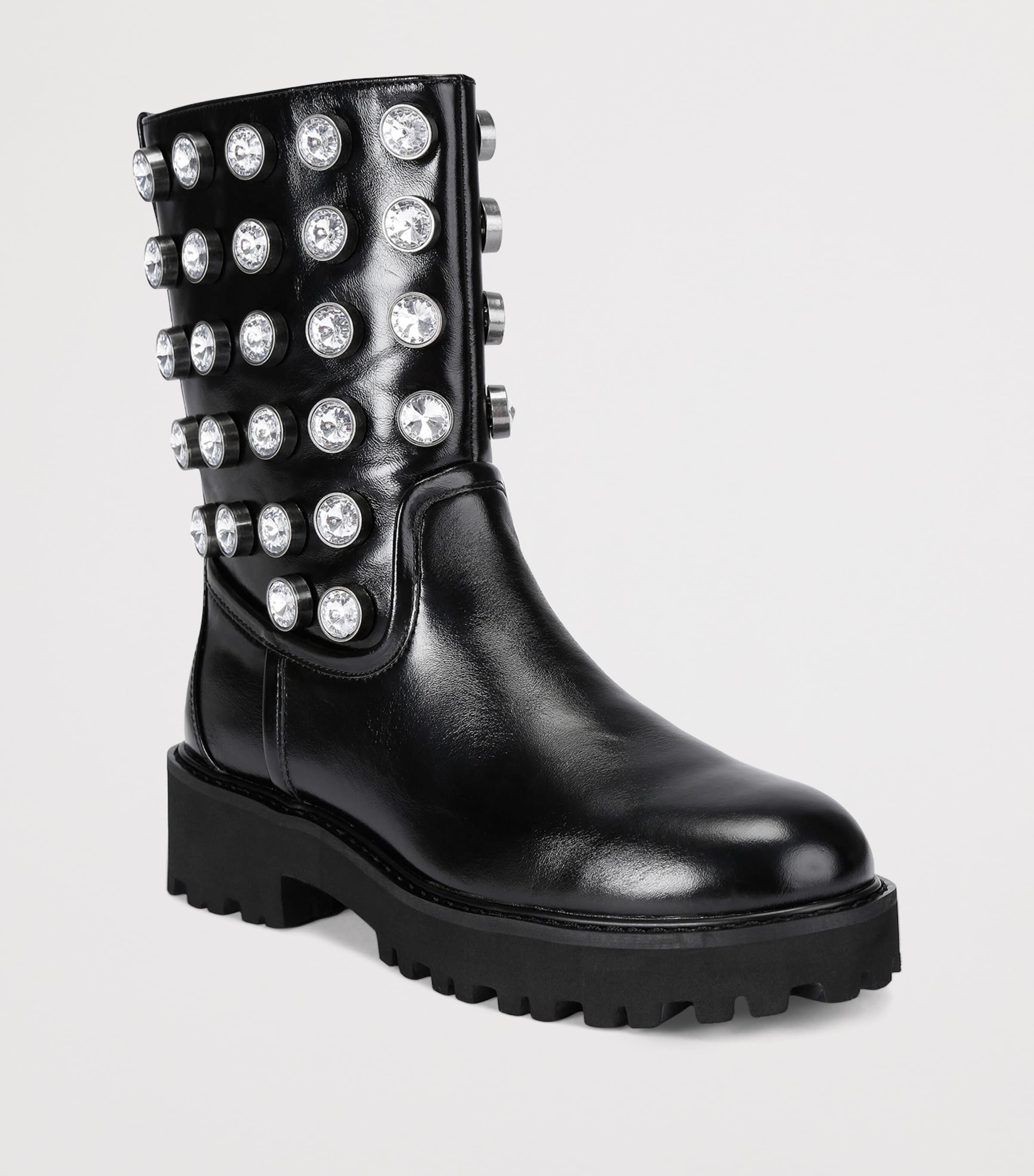 Patent Leather Embellished Octavia Ankle Boots BLK/OTHER Image 4