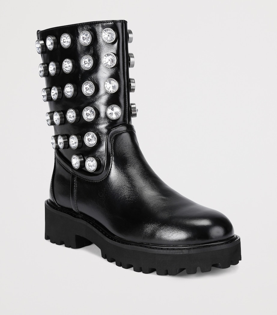Patent Leather Embellished Octavia Ankle Boots BLK/OTHER Image 4