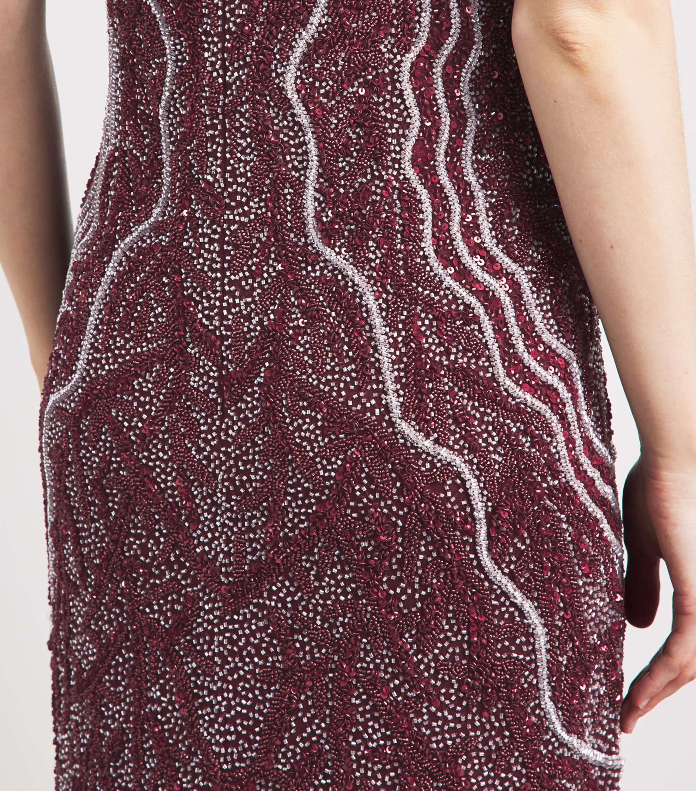 Raishma Womens Short-Sleeve Beaded Gown Burgundy Image 3