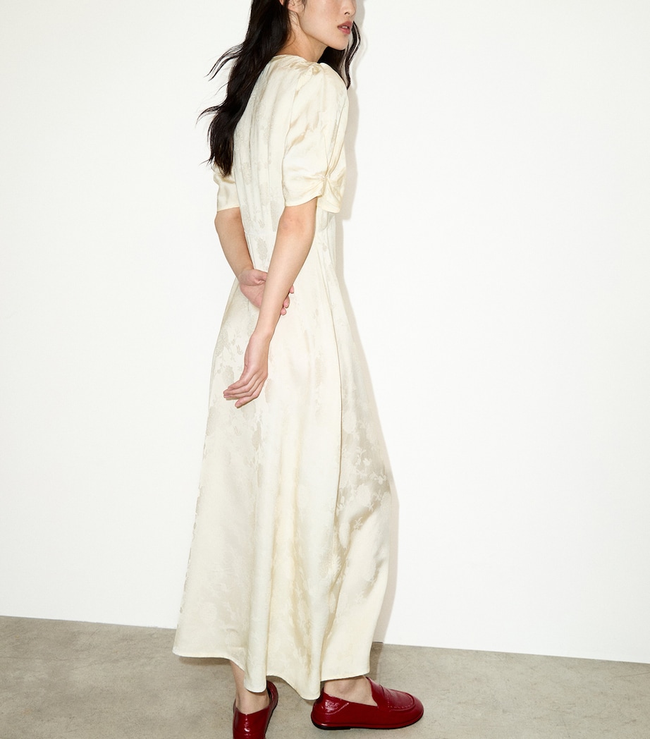 MAX&Co. Womens Satin V-Neck Midi Dress Banana Image 3