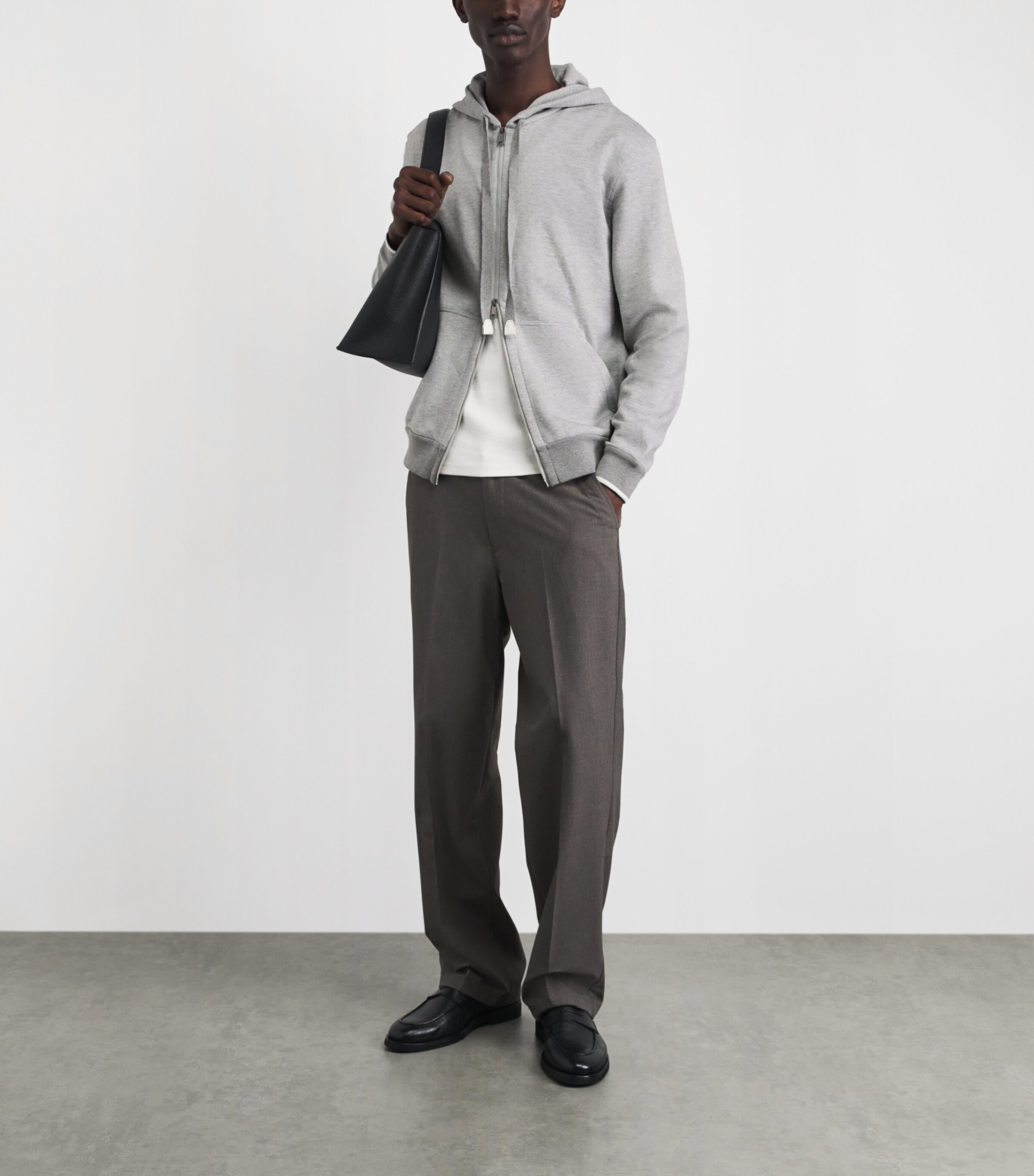 Brioni Mens Stretch-Cotton Zip-Up Hoodie Image 2