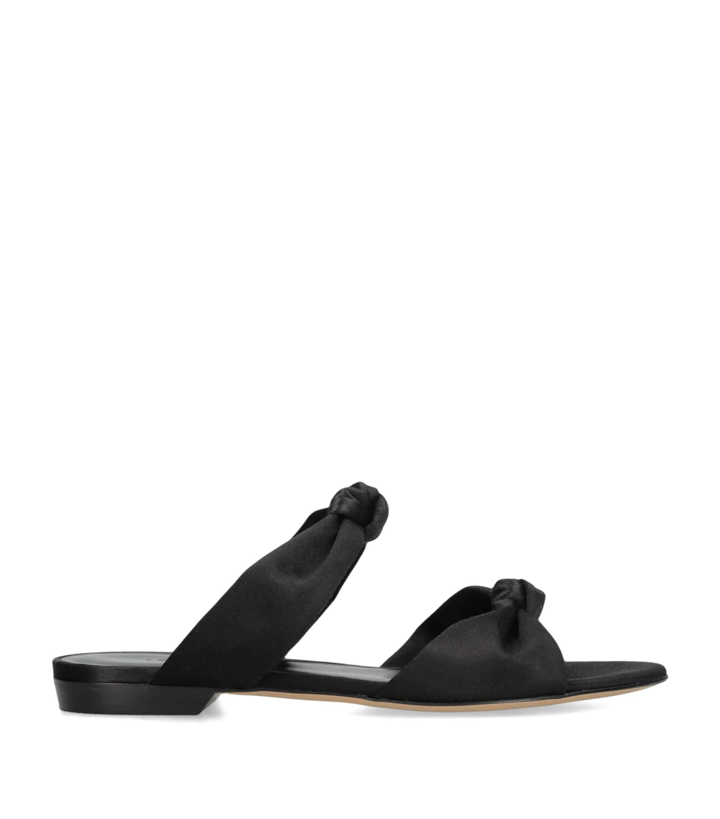 Le Monde Beryl Knot Flat Satin Sandals In Black