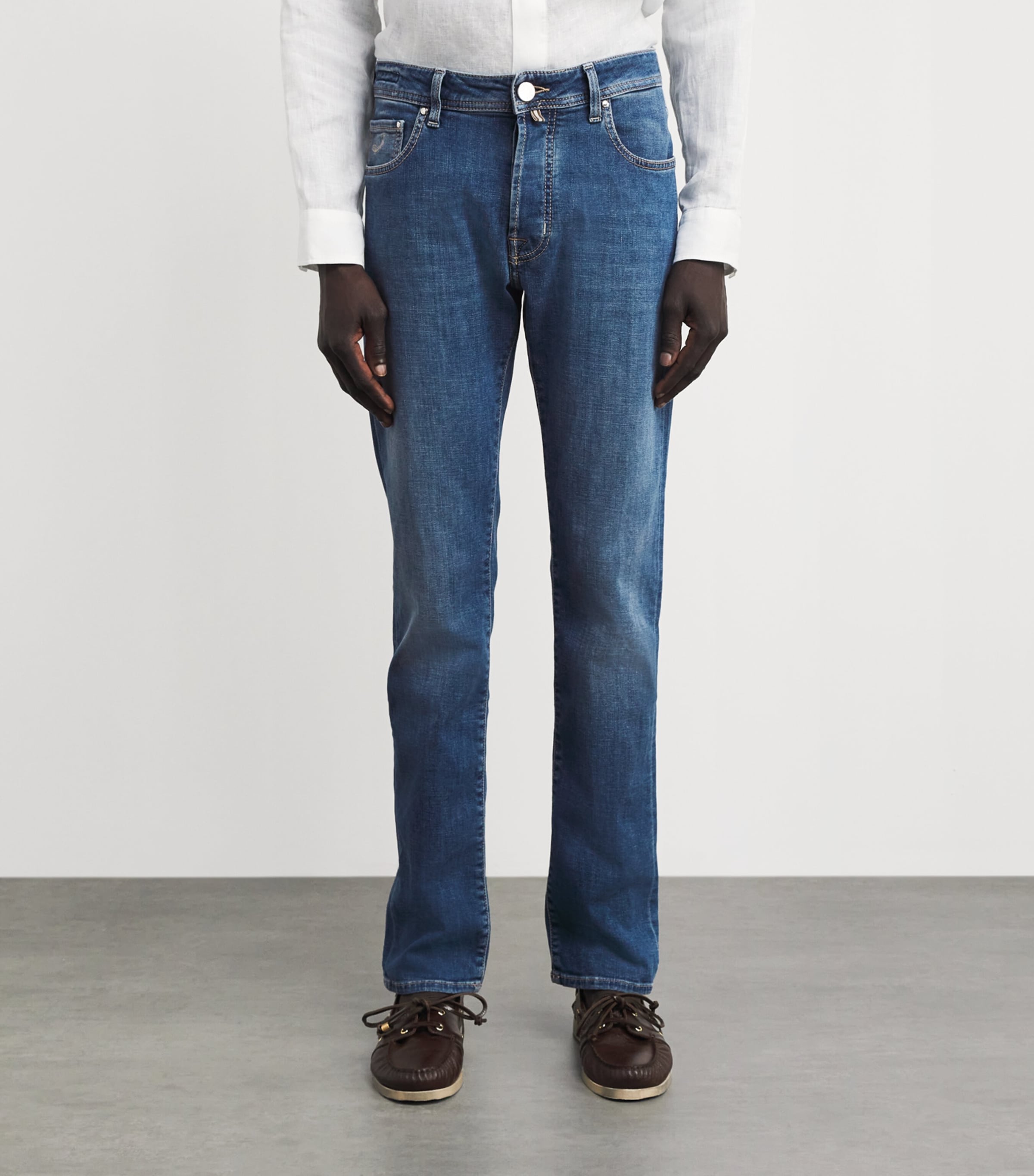 JACOB COHËN Mens Limited Edition Pony Hair-Patch Bard Tapered Jeans Medium Blue Image 4