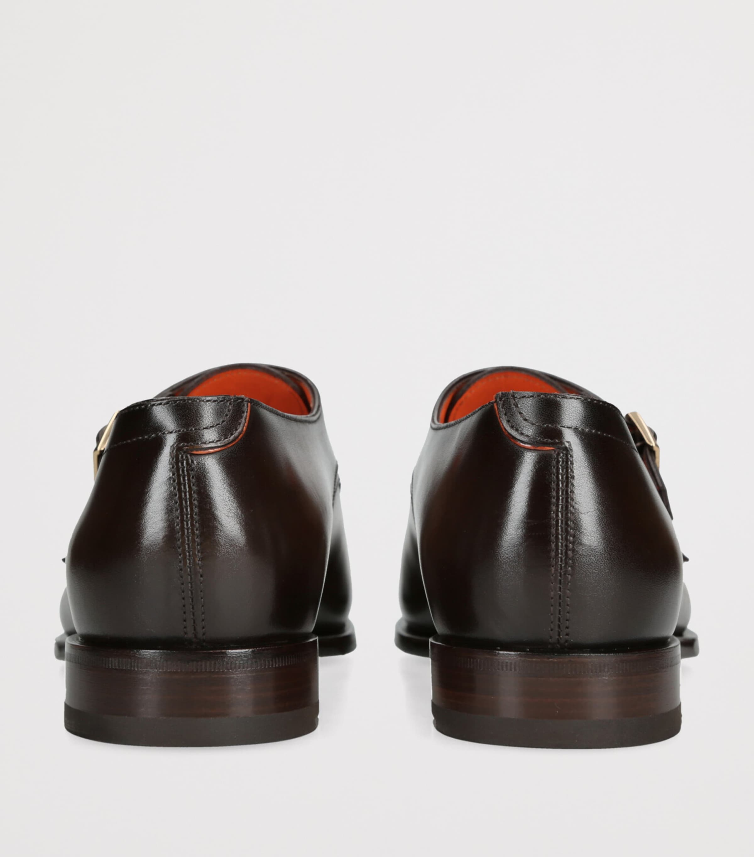 Leather Adrian Blake Monk Shoes MID BROWN Image 2