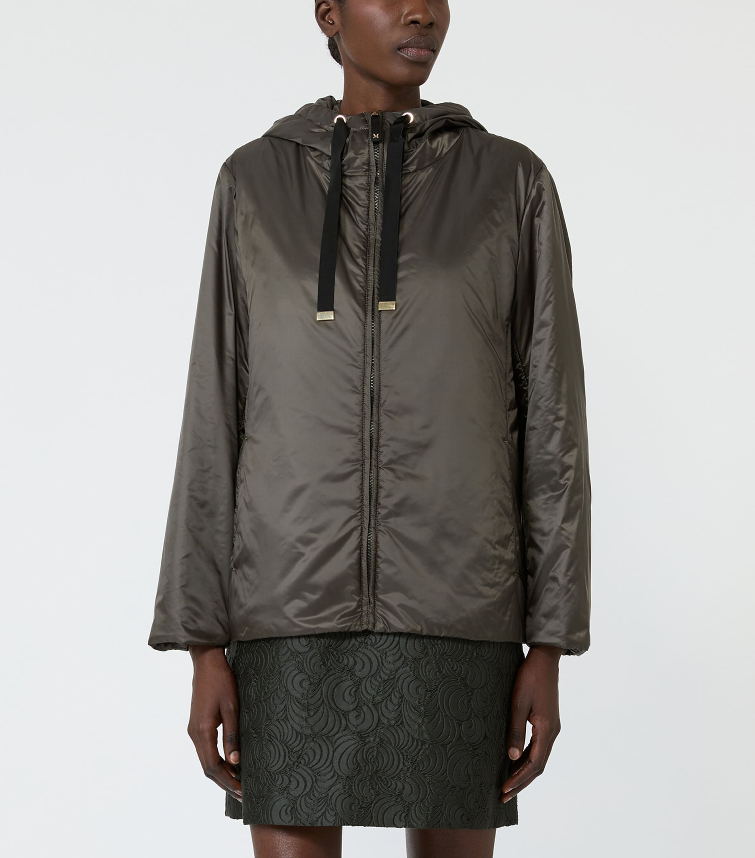 Max Mara Womens Padded Hooded Jacket Kaki Image 3