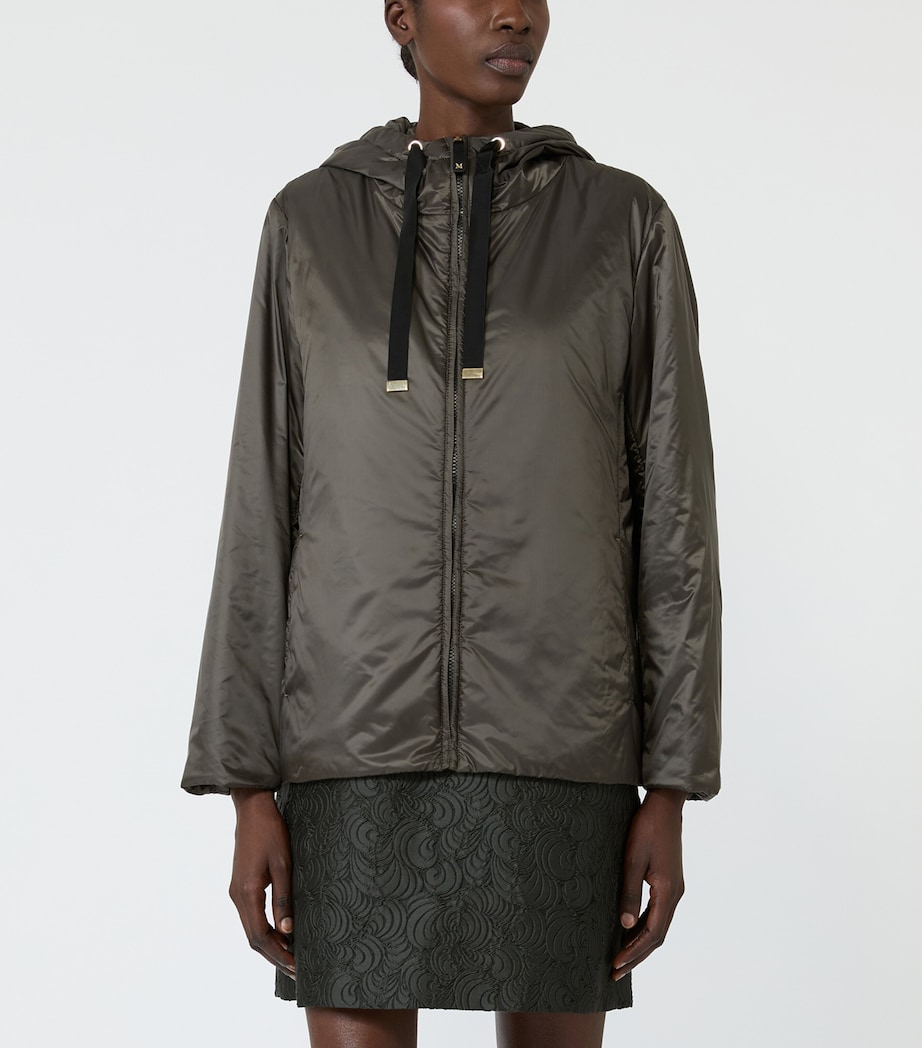 Max Mara Womens Padded Hooded Jacket Kaki Image 3