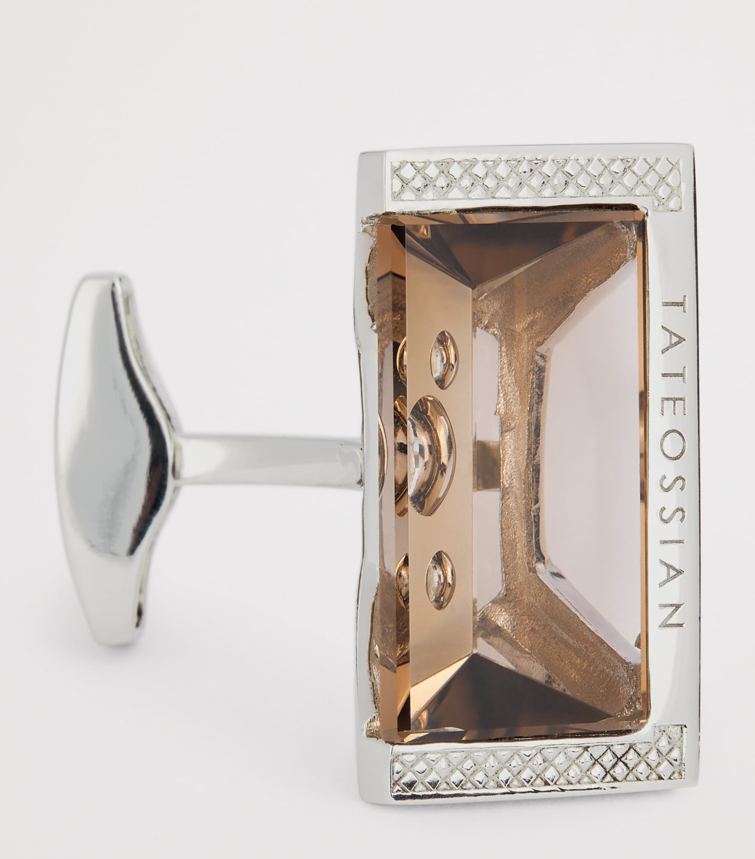 Sterling Silver and Smoky Quartz Cufflinks BROWN Image 5