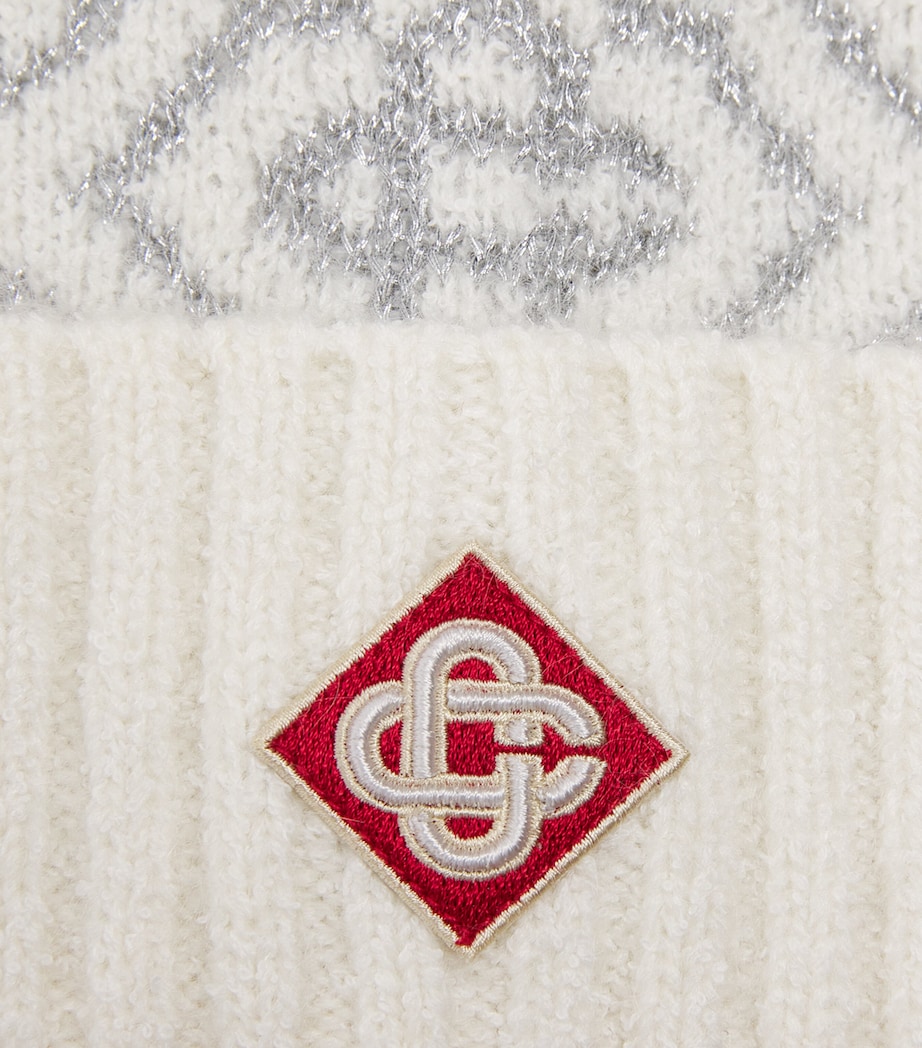 Mohair-Blend Ski Monogram Beanie WHITE Image 3