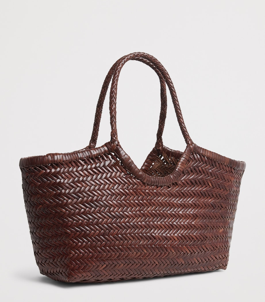 DRAGON DIFFUSION Large Leather Woven Nantucket Tote Bag Bruciato Image 3