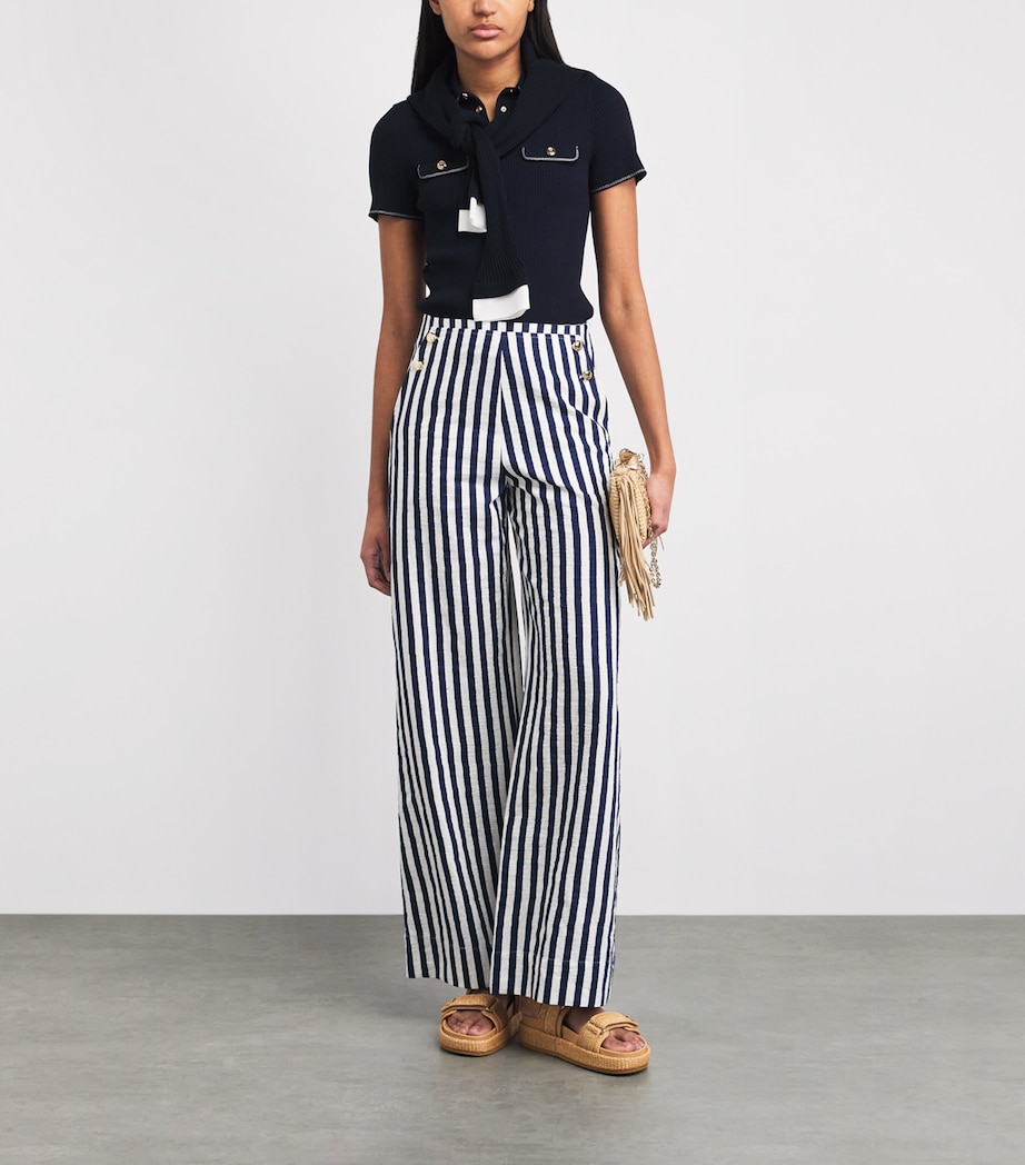 Maje Womens Ribbed Polo Shirt Navy Image 2