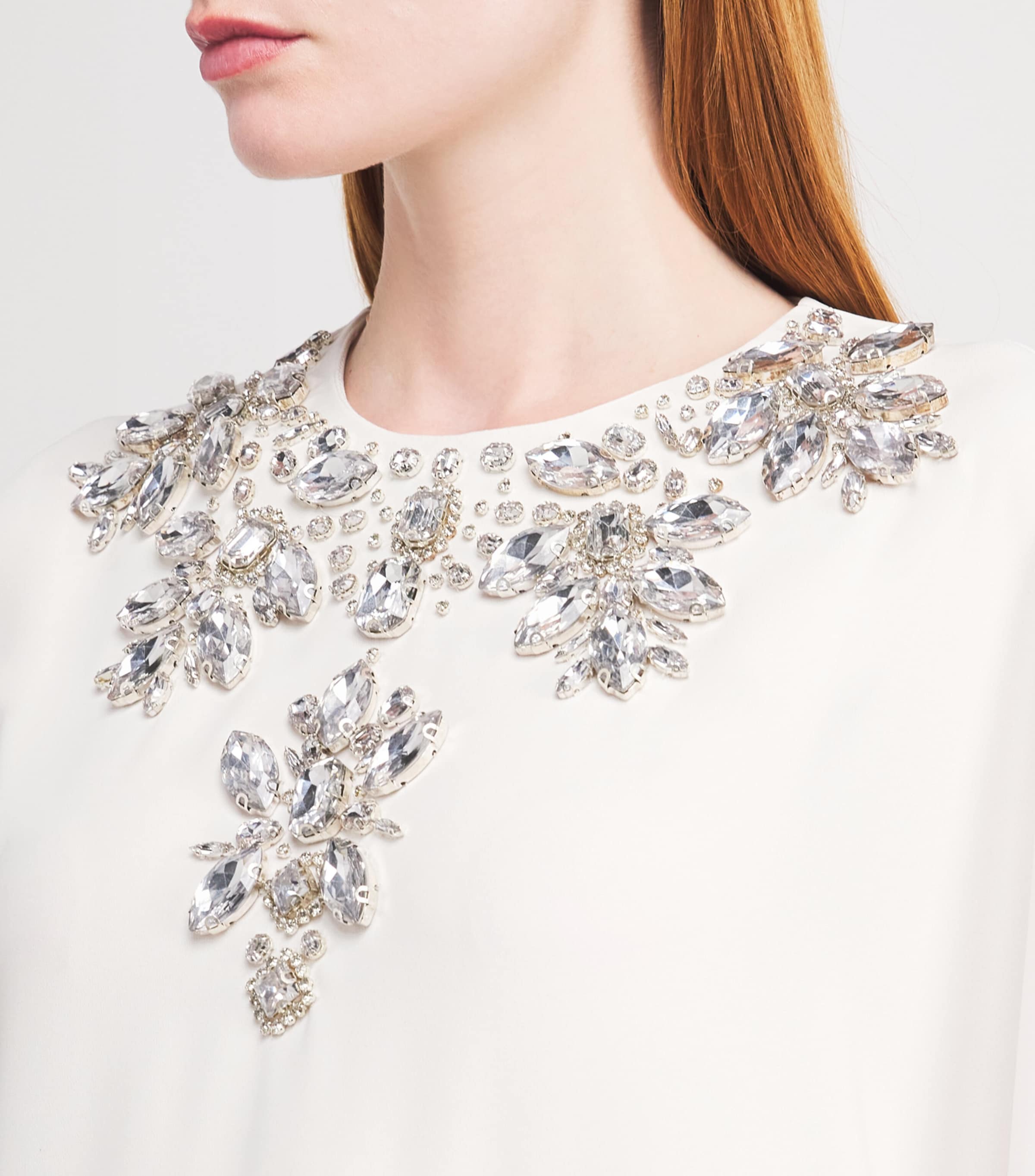 Cady Embroidered Kaftan Gown MS0007 - WHTE / SLVR Image 6