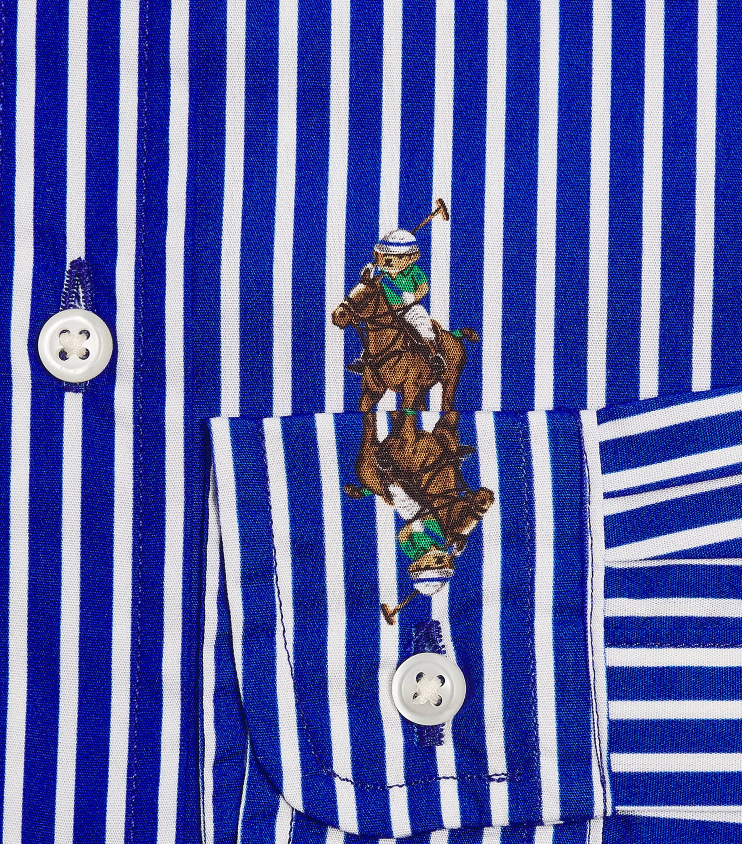 Cotton Stripe Polo Bear Shirt (7-14 Years) EQBEAR Image 3