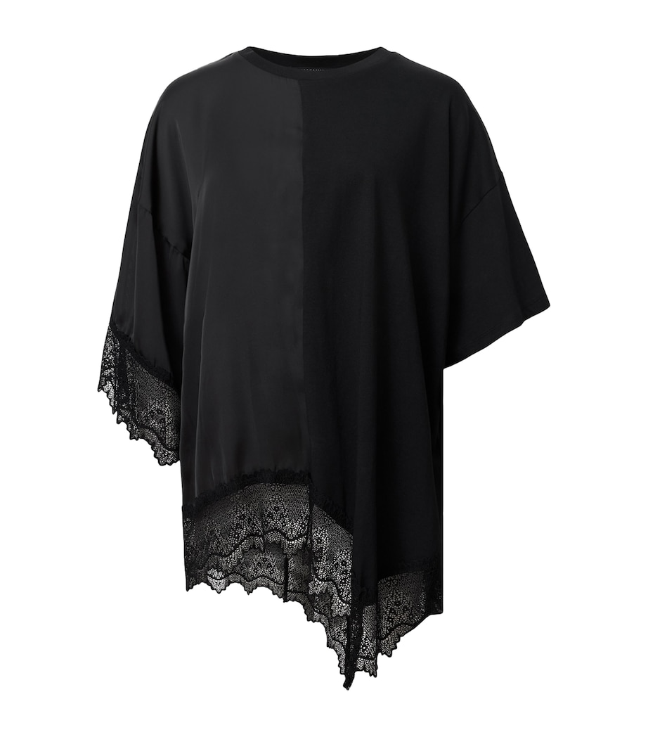 Cotton Lace-Trim Lenny T-Shirt BLACK Image 1