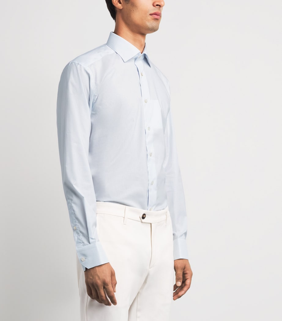 Eton Mens Supima Cotton Stripe Slim Fit Shirt Light Blue Image 4