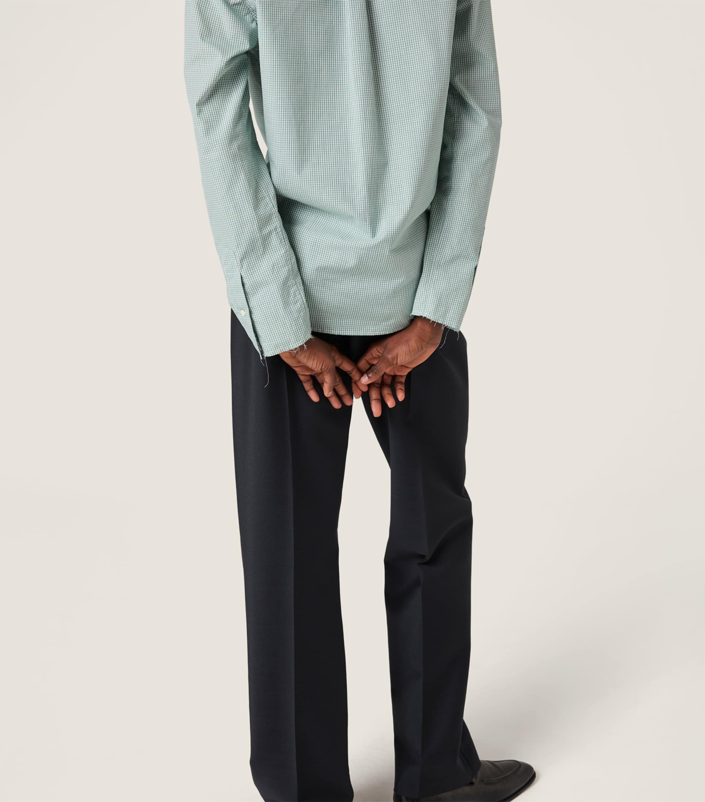 Cotton Poplin Check Shirt F077U Image 6