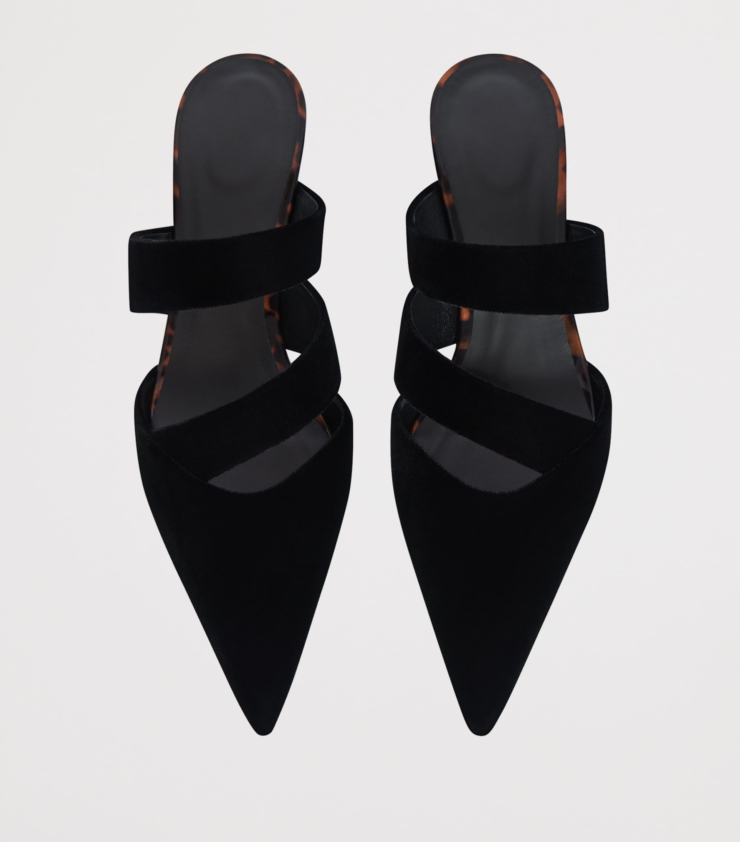 Balmain Velvet Heeled Mules 45 Eks Noir / Tartaruga Image 5